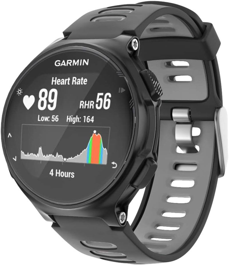 ISABAKE Compatible Forerunner 735XT Band Soft Silicone Sport Watch Strap Wristbands for Forerunner 220 230 235 620 630 Approach S20 S5 S6(Black/Gray)  ISABAKE   