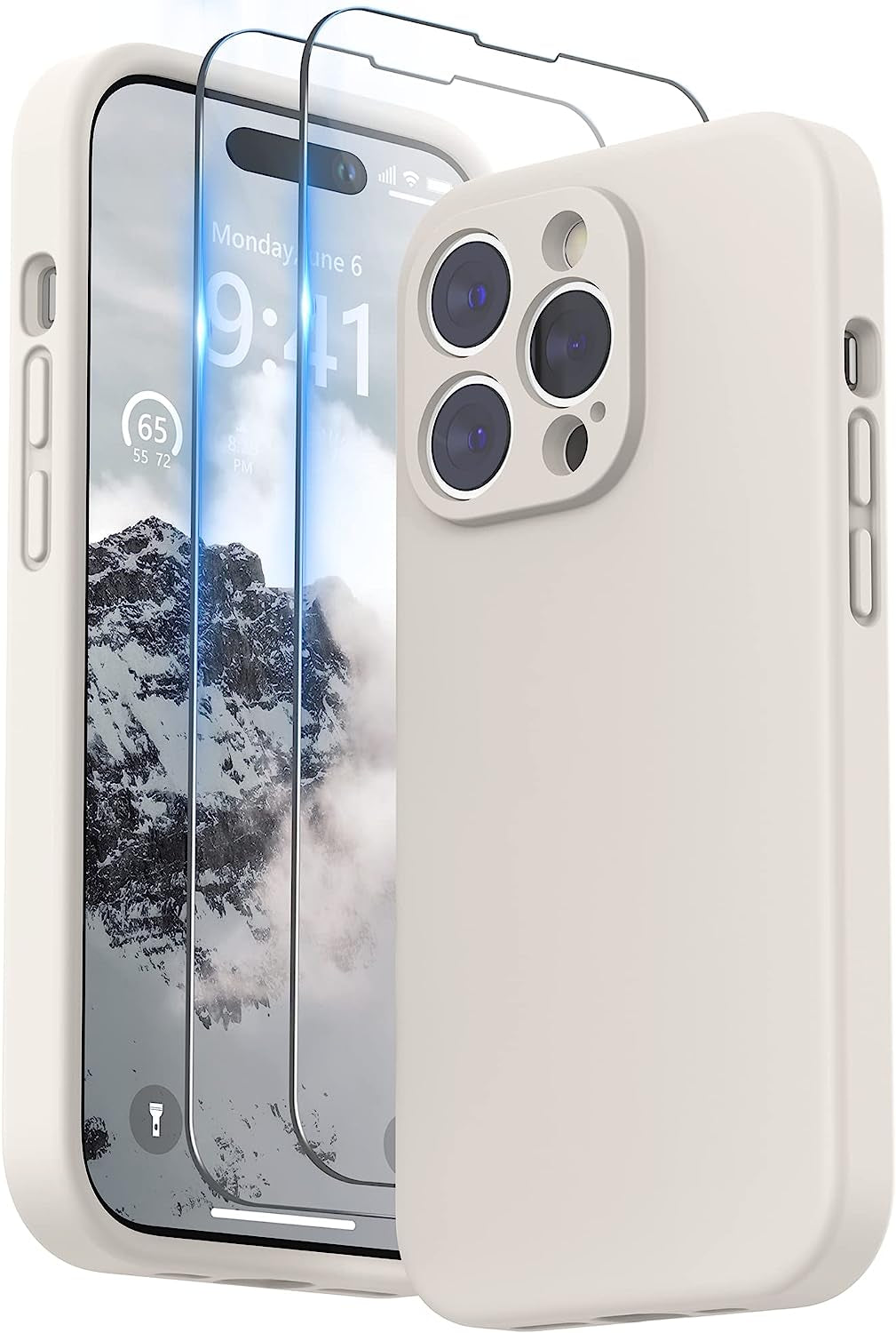 SURPHY Designed for Iphone 14 Pro Case with Screen Protector, (Camera Protection + Soft Microfiber Lining) Liquid Silicone Phone Case, Cactus Green  SURPHY   