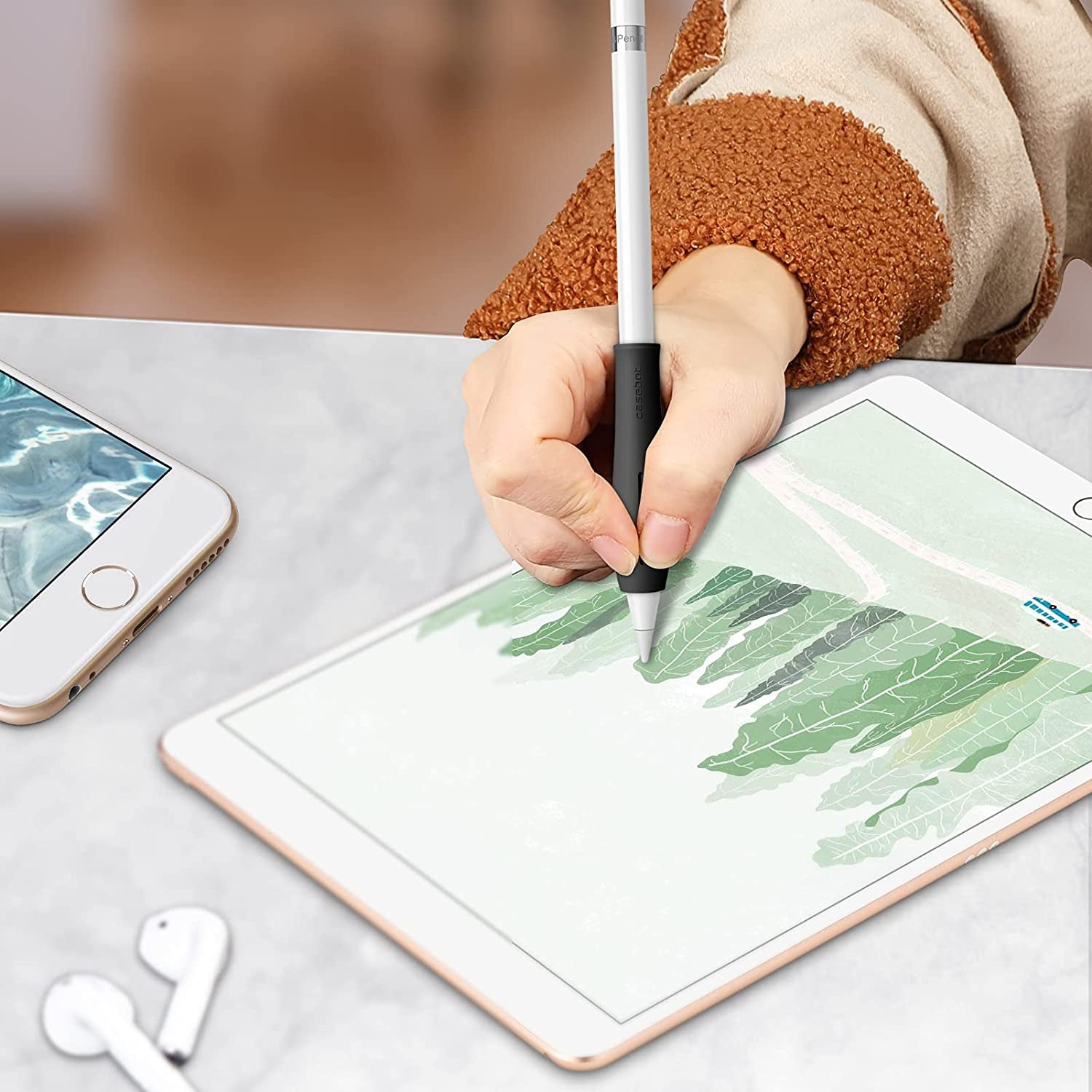 Fintie Silicone Grip Holder for Apple Pencil 1St 2Nd Generation, Protective Skin Sleeve Case Accessories Compatible with Apple Pencil 1 2, Ipad 10.2, Ipad 6Th Gen, Ipad Pro 11/12.9, Black  FINTIE   