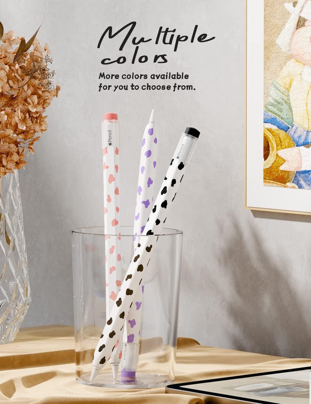 ELETIUO Cow Print Silicone Case for Apple Pencil 2Nd Generaion Cover,Protective Skin Grip Sleeve with Cap Accessories Compatible for Ipad Pro 11 12.9 Inch,Purple  Litumfen   