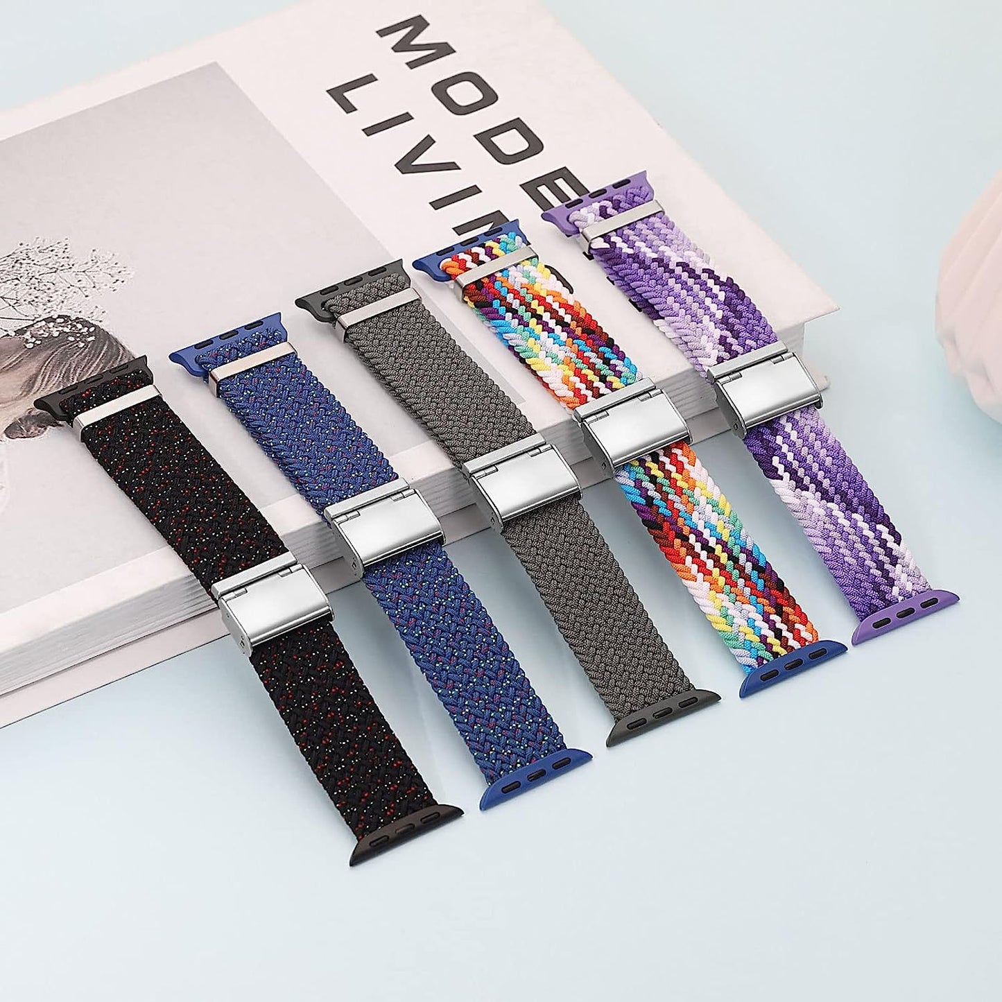 Silutupo Braided Watch Band Compatible with Apple Watch Bands for Women Men 45Mm 44Mm 42Mm 41Mm 40Mm 38Mm Elastic Stretchy Wristbands for Iwatch Series 8/7/6/5/4/3/2/1/SE  Silutupo   