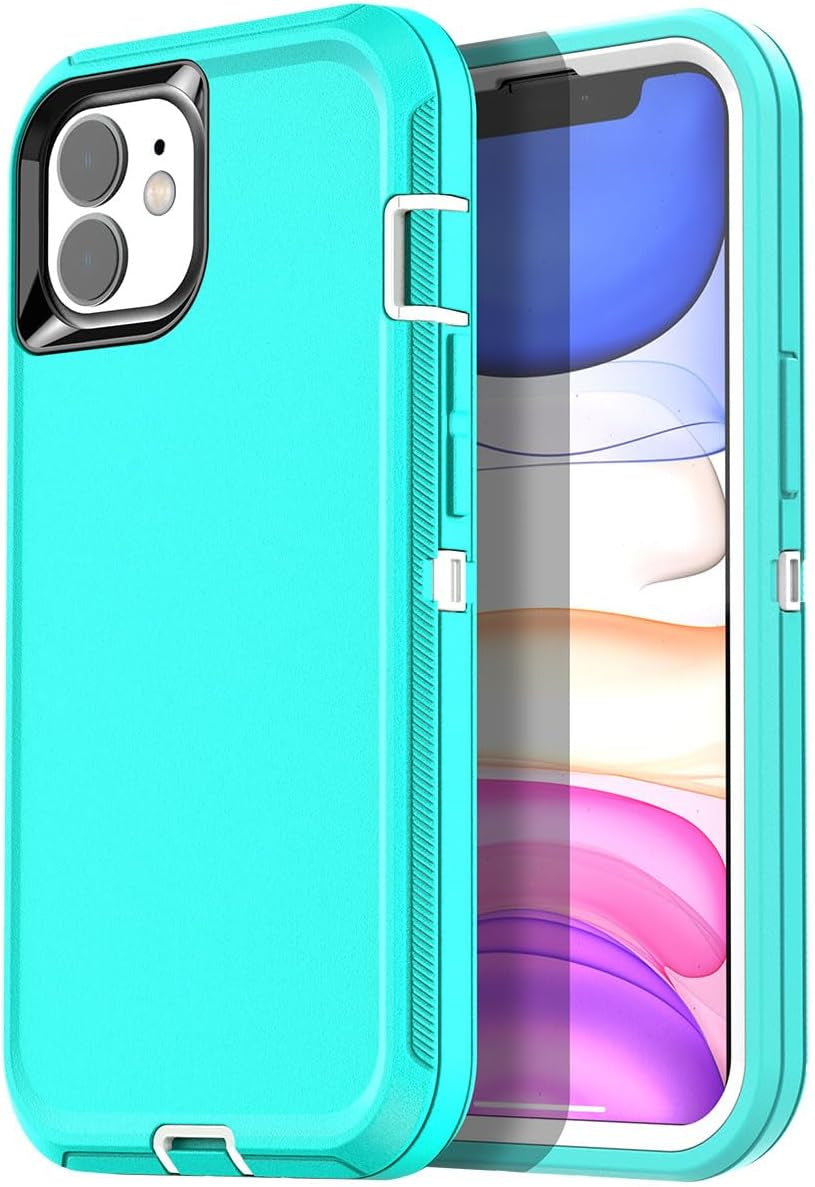 Aicase for Iphone 11 Case with Belt-Clip Holster, Heavy Duty Drop Protection Rugged Shockproof/Drop/Dust Proof 3-Layer Protective Durable Indestructible Phone Cover for Iphone 11, Black  AICase Aqua Mint/White Iphone 11 