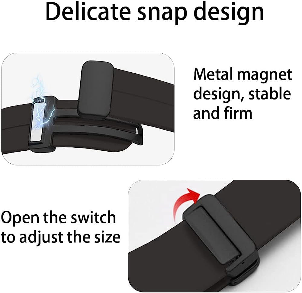 PZAZT Sport Watch Band Compatible with Apple Watch Band 38Mm 40Mm 41Mm 42Mm 44Mm 45Mm 49Mm,Soft Silicone Strap for Iwatch Ultra Series 8 7 6 5 4 3 2 1 SE, Magnetic Folding Buckle for Women Men  PZAZT   