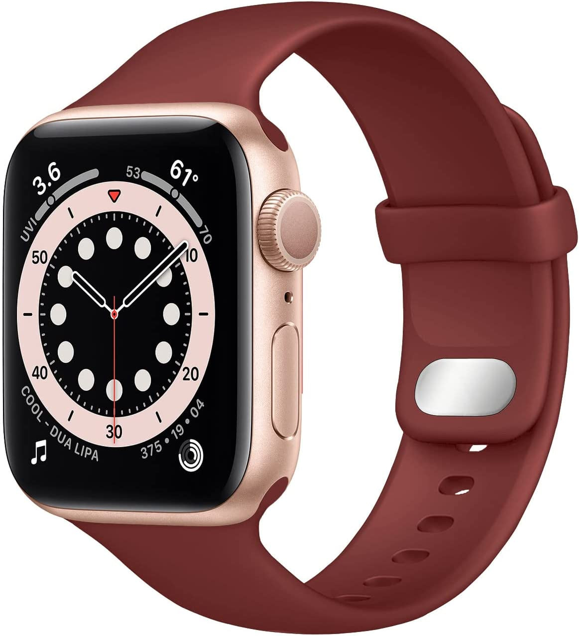 NUKELOLO Sport Band Compatible with Apple Watch Bands 38Mm 41Mm 40Mm 45Mm 44Mm 42Mm, Soft Silicone Replacement Strap Compatible for Iwatch Series SE 7 6 5 4 3 2 1 Women Men  NUKELOLO Wine 42mm/44mm/45mm 