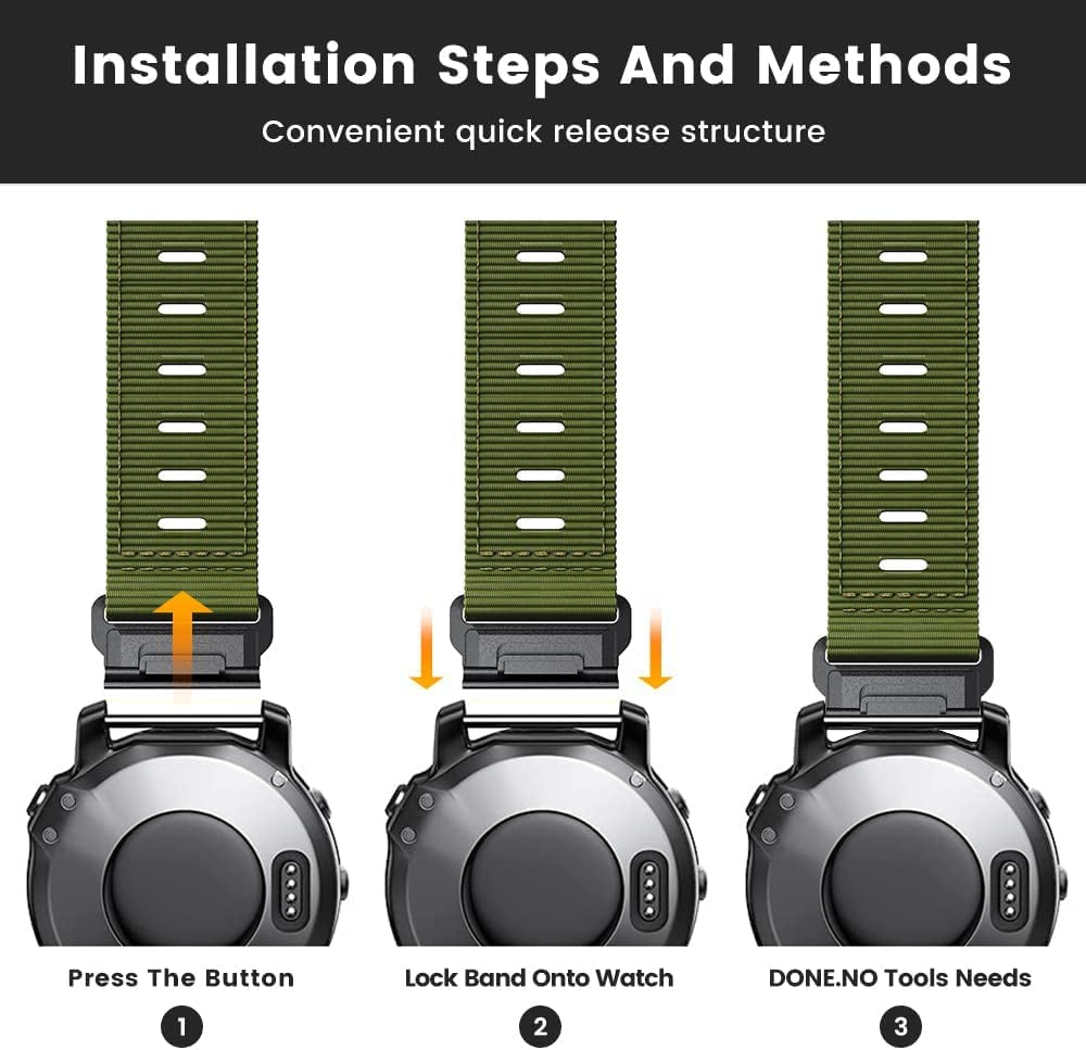 CUZOW Compatible with Garmin Fenix 5X/7X/Tactix 7 Pro, 26Mm Nylon Quickfit Watch Band for Garmin Fenix 3/3 HR, Fenix 5X Plus/6X/6X Pro/Tactix/Descent MK1/D2 Delta PX/D2 Charlie, Army Green  CUZOW   