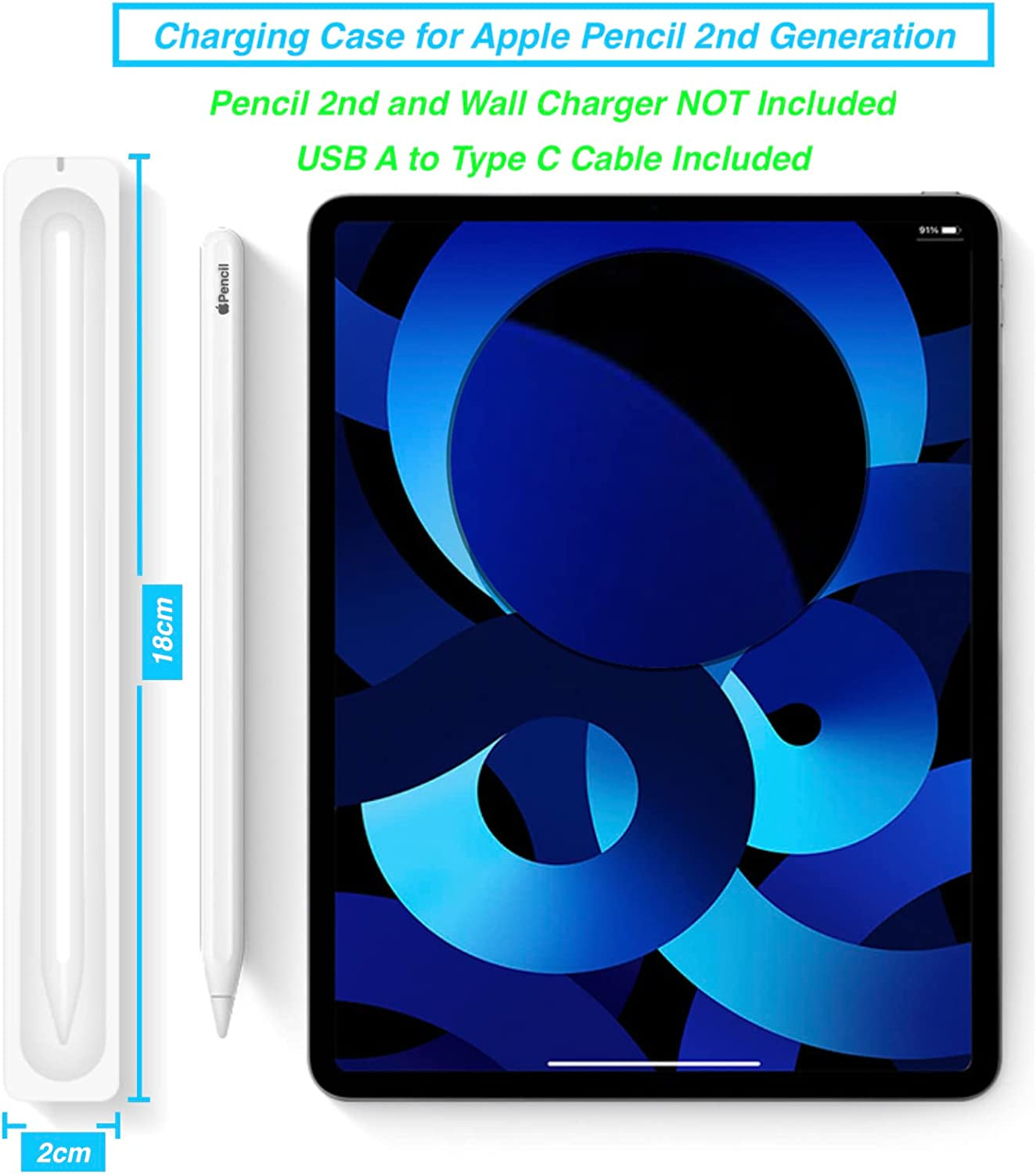 Charging Case for Apple Pencil 2Nd Generation Only, ARMOLABX Magnetic Wireless Charger Compatible with Ipad Pencil 2Nd, Apple Pencil 2 Charger [Charging and Carrying 2 in 1]  ARMOLABX   