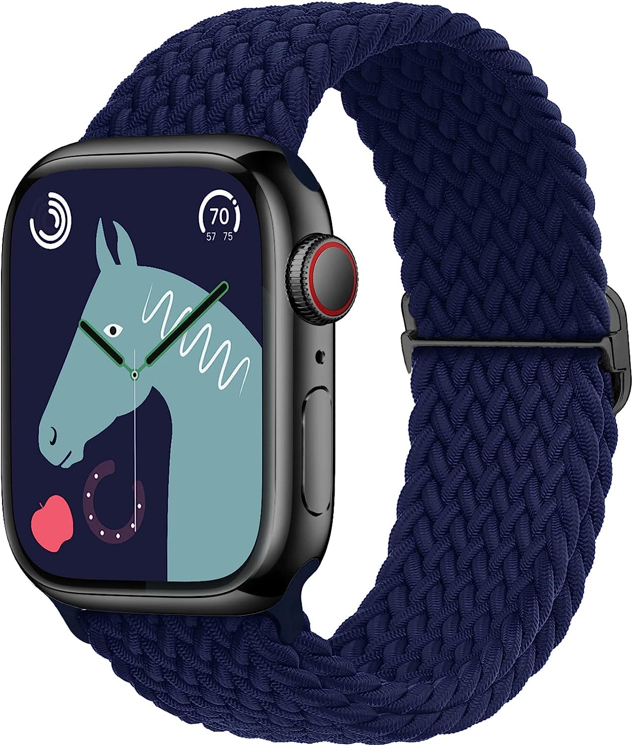 Transjoy Braided Stretchy Adjustable Watch Band for Apple Watch Band 38Mm 40Mm 41Mm 42Mm 44Mm 45Mm for Women Men, Soft Nylon Elastic Straps Solo Loop Wristbands for Iwatch Series 8 7 6 SE 5 4 Ultra  TransJoy Nave Blue 42MM/44MM/45MM/49MM 