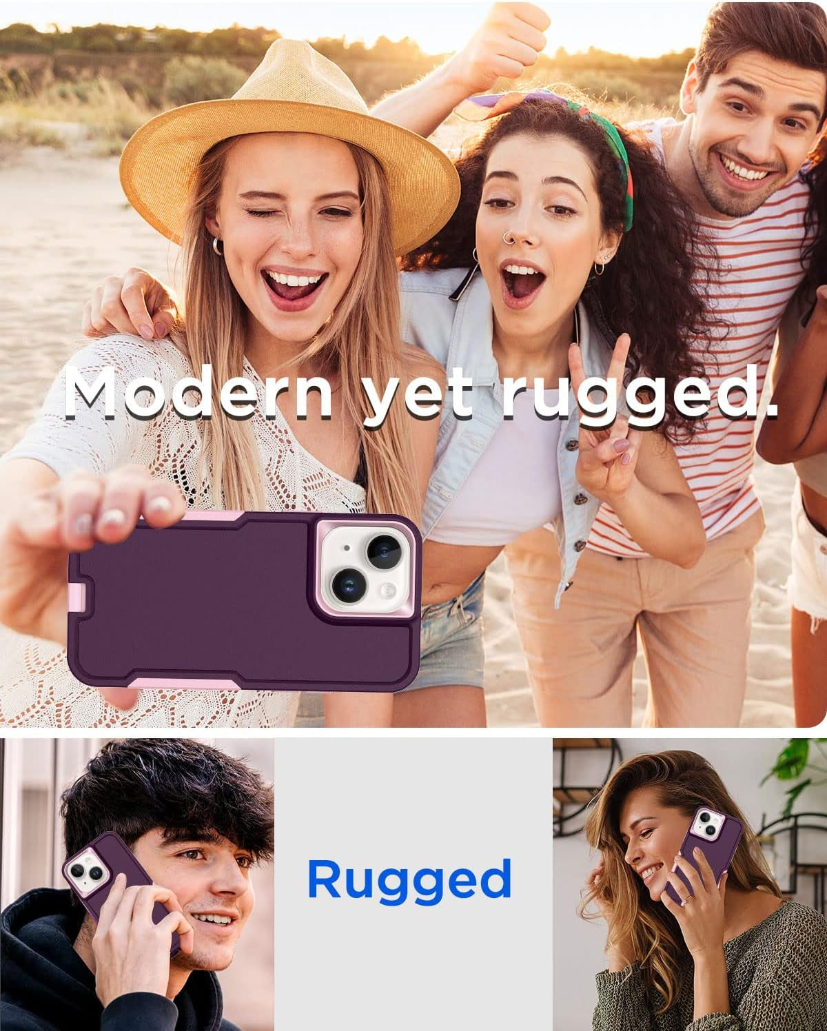 Aicase for Iphone 13 Case with Glass Screen Protector,Heavy Duty Drop Protection Full Body Rugged Shockproof Military Protective Tough Durable Cover for Iphone 13 6.1"_4  AICase   