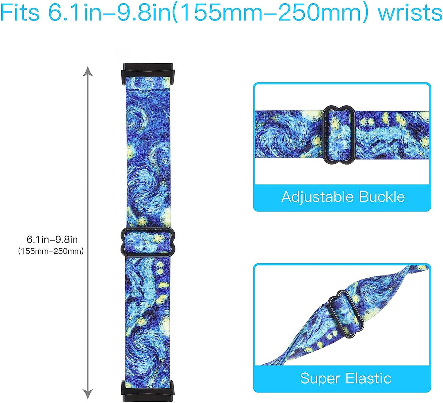 WONMILLE Adjustable Elastic Band Compatible with Fitbit Versa 3/Sense for Women Girls Fabric Nylon Sport Stretchy Strap Bracelet Wristbands for Fitbit Versa 3 Smart Watch  WONMILLE   