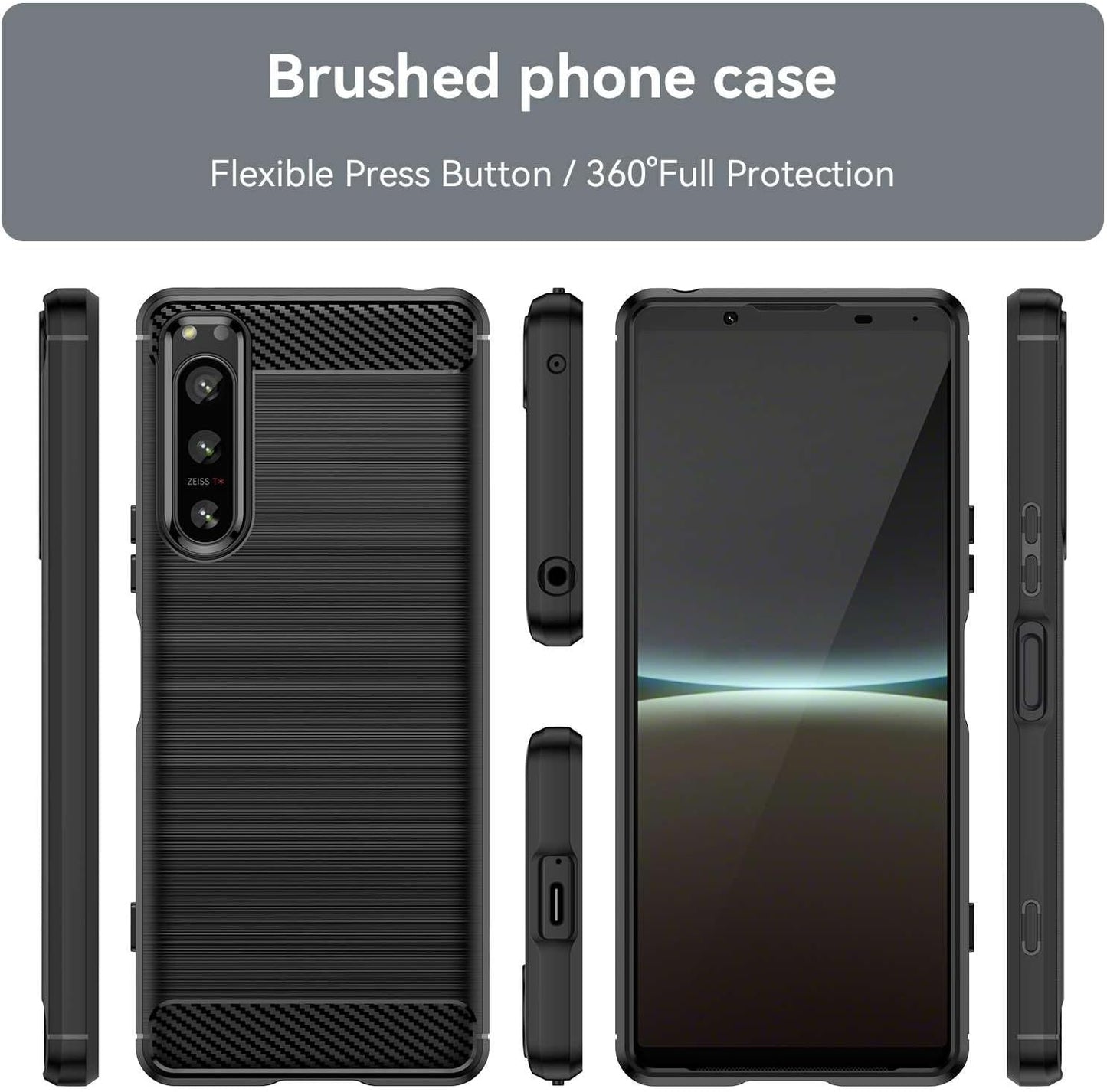 Cell Phone Case for Sony Xperia5-Iv,Refined Carbon Fiber,Anti-Fall,Anti-Fingerprint,Full Protection  IDEWEI   