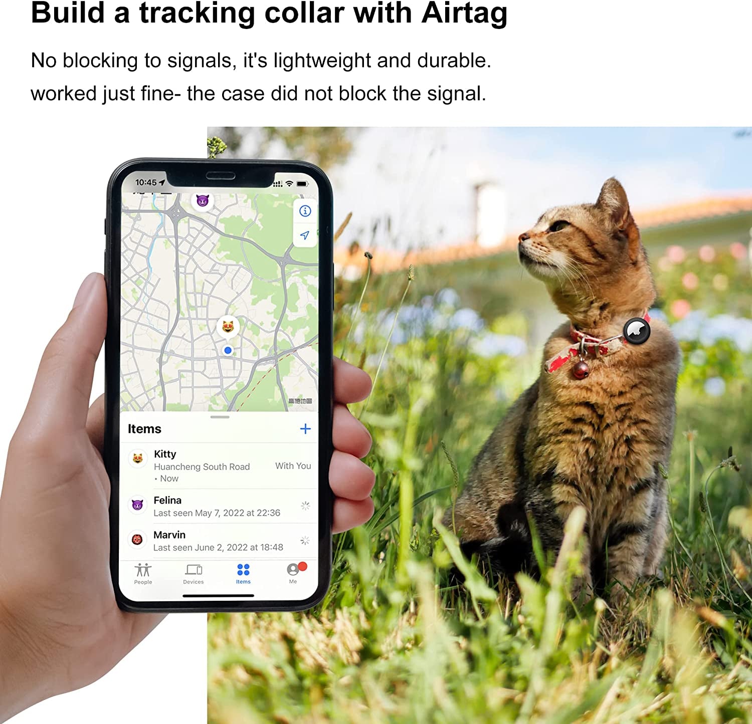 Airtag Cat Collar Holder for Apple Air Tag, 2 Pack Waterproof Case Cover for Cat Dog Collar with 3/8 Inch, Compatible with Cat Dog Collars Charms (Black&Black)  DLENP   