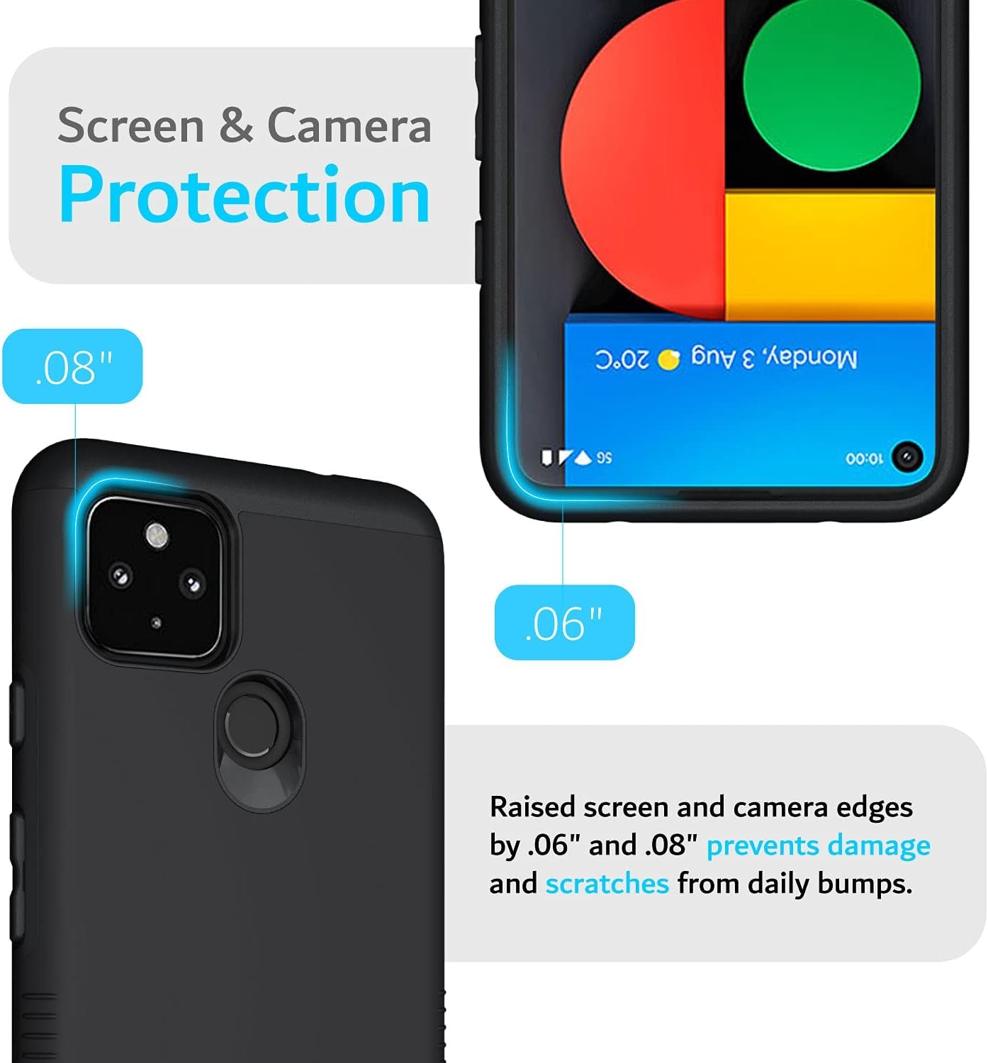 TUDIA Dualshield Designed for Pixel 4A 5G Case (2020), [Merge] Shockproof Dual Layer Military Grade Drop Protection Slim Protective Case Cover - Matte Black  TUDIA   