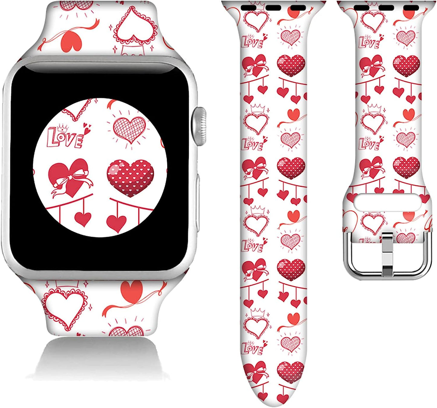 Easter Gifts Decorations Wristband Straps for Apple Watch Band 38Mm/40Mm/41Mm/42Mm/44Mm/45Mm Soft Silicone Easter Watch Band Strap for Apple Smart Watch Series 7 6 5 4 3 2 1 SE.  DGDGDG Couples Valentines Gifts Heart 42mm/44mm/45mm 