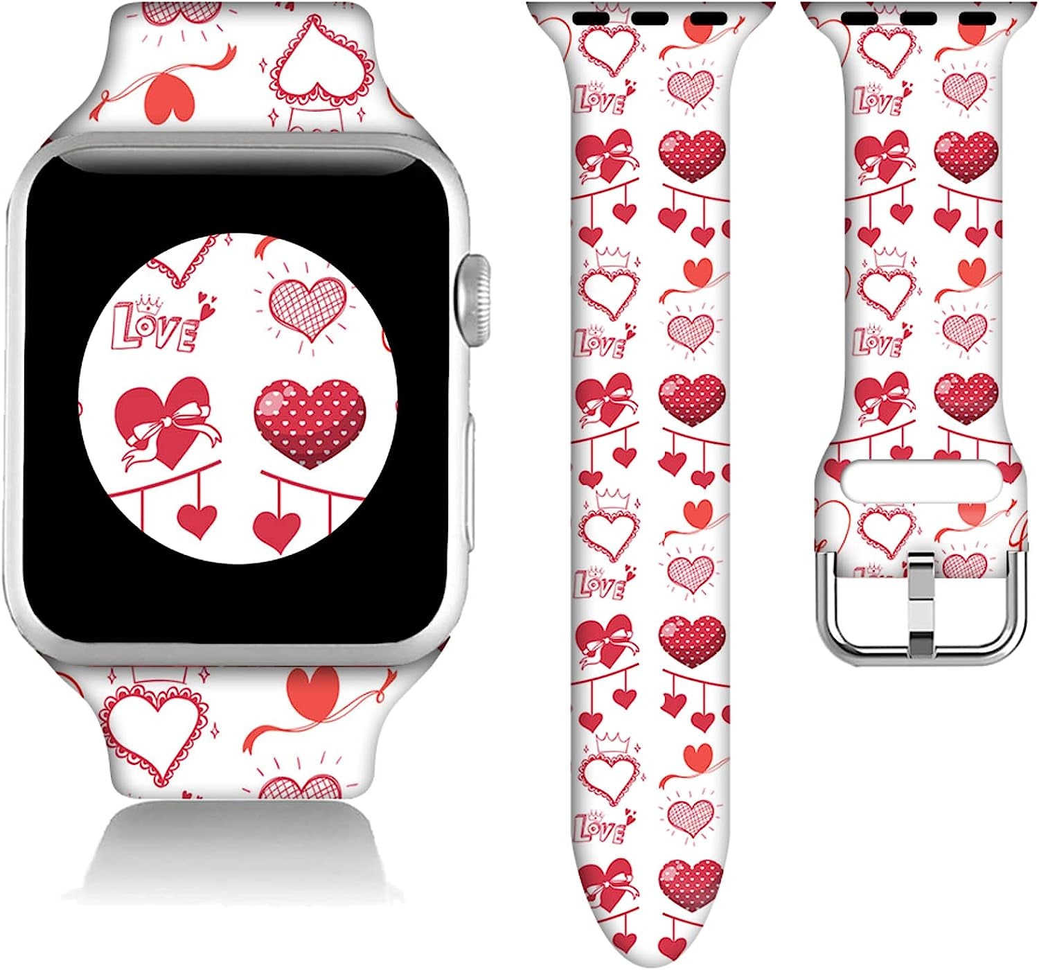 Easter Gifts Decorations Wristband Straps for Apple Watch Band 38Mm/40Mm/41Mm/42Mm/44Mm/45Mm Soft Silicone Easter Watch Band Strap for Apple Smart Watch Series 7 6 5 4 3 2 1 SE.  DGDGDG Couples Valentines Gifts Heart 42mm/44mm/45mm 