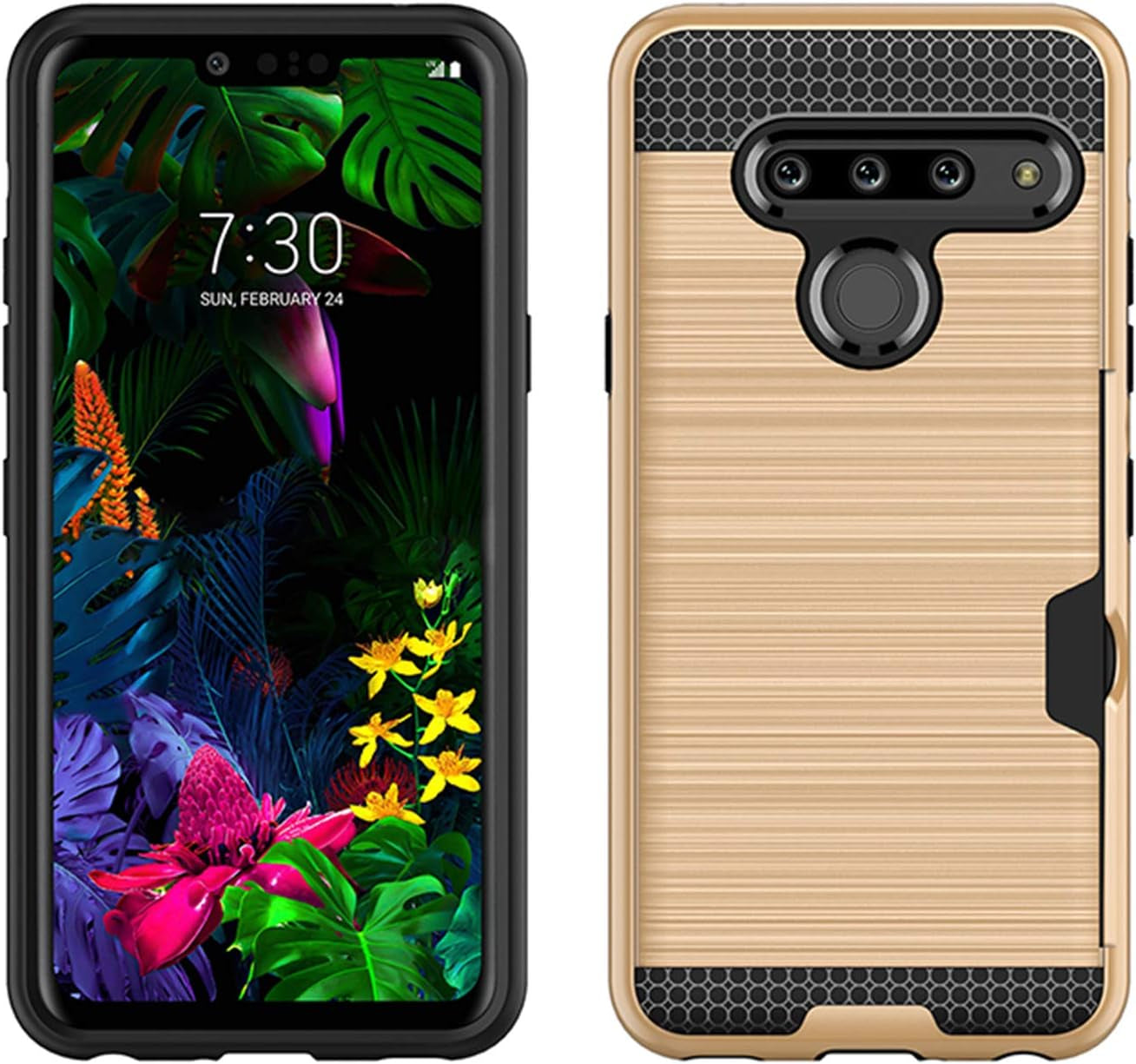 Case for LG G8, Thinq Case with Card Slot Holder, Shock Absorption Case Protective Cover for LG G8 (Gold)  jia   