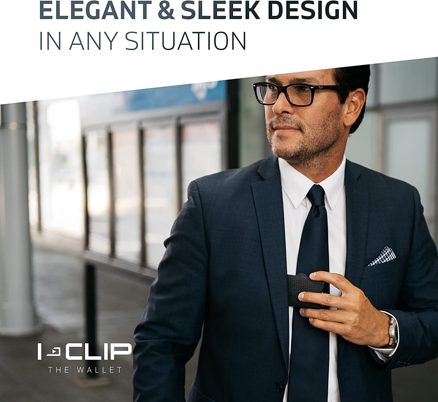 I-CLIP Stainless Steel for Apple Airtag with Interchangeable Moneyclip - Wallet - Slim Wallet - Wallet Compatible with Airtag - Steel Polished Deep Blue  Flux Design GmbH   