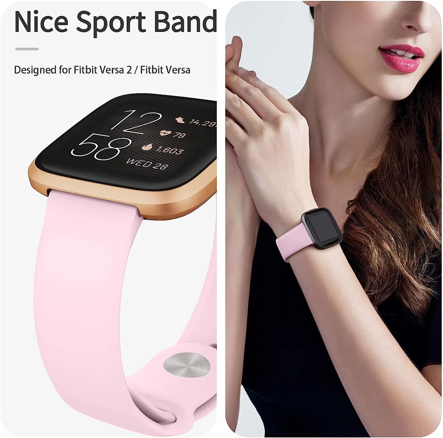 4 Pack Bands for Fitbit Versa 2 / Fitbit Versa/Fitbit Versa Se/Fitbit Versa Lite Bands for Women Men, Soft Silicone Replacement Bands for Fitbit Versa 2  Meliya   