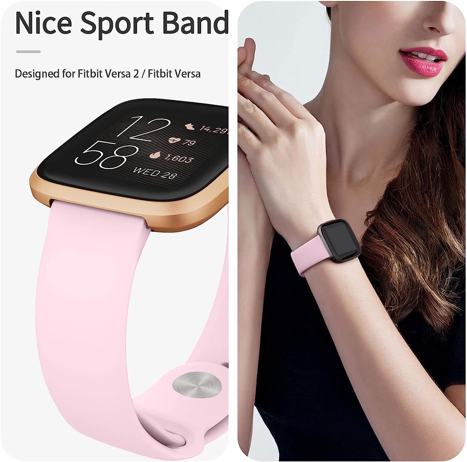 4 Pack Bands for Fitbit Versa 2 / Fitbit Versa/Fitbit Versa Se/Fitbit Versa Lite Bands for Women Men, Soft Silicone Replacement Bands for Fitbit Versa 2  Meliya   