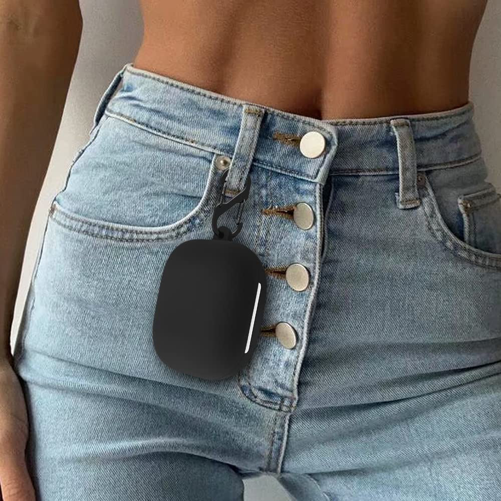 Geiomoo Silicone Carrying Case Compatible with Beats Fit Pro, Portable Scratch Shock Resistant Cover with Carabiner (Black)  Geiomoo   