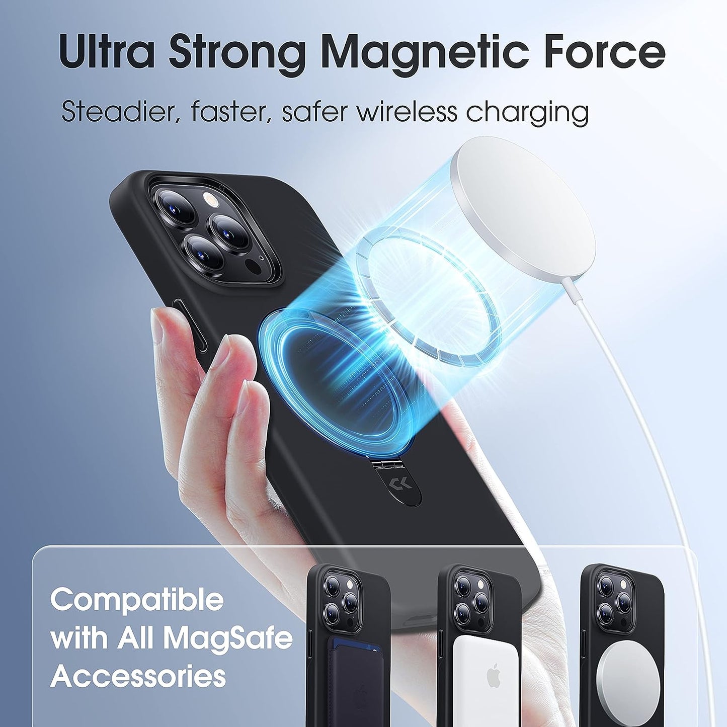 CASEKOO Magnetic for Iphone 14 Pro Max Case with Invisible Stand [Compatible with Magsafe] [Dust-Free Antistatic Silicone] Mil-Grade Protective Non-Slip Phone Cover Cases for Women Men 6.7 Inch, Black  CASEKOO   