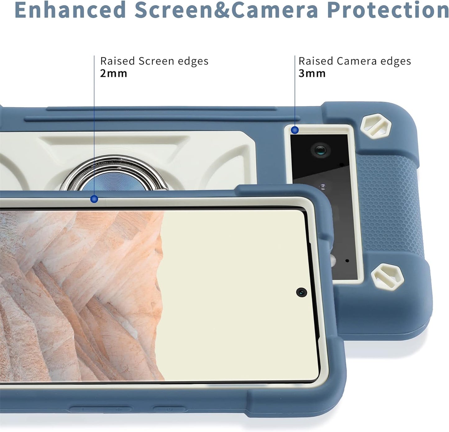 MARKILL Compatible with Google Pixel 6 Pro Case with 360°Rotate Ring Stand, 【Without Screen Protector】 Heavy-Duty Military Grade Shockproof Phone Cover for Google Pixel 6 Pro 6.7 Inch (Blue)  MARKILL   