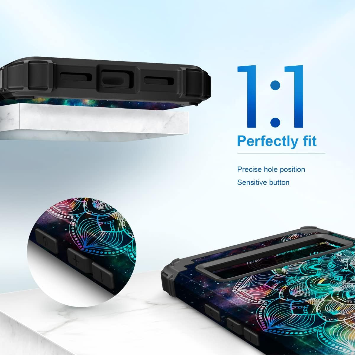 Hocase for Google Pixel 6 Pro Case, Heavy Duty Shockproof Protection Soft Silicone Rubber Bumper+Hard Plastic Hybrid Protective Case for Google Pixel 6 Pro (6.7") 2021 - Mandala in Galaxy  Hocase   