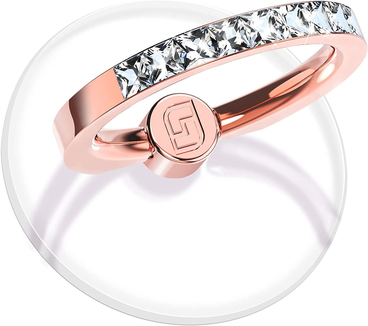 Transparent Phone Ring Holder 2 Pcs, Jsoerpay Clear Cell Phone Ring Holder with Diamond, Finger Grip 360°Rotation Compatible with Most of the Phones, Tablet and Case (Silver)  Jsoerpay 2 Rose Gold Diamond  