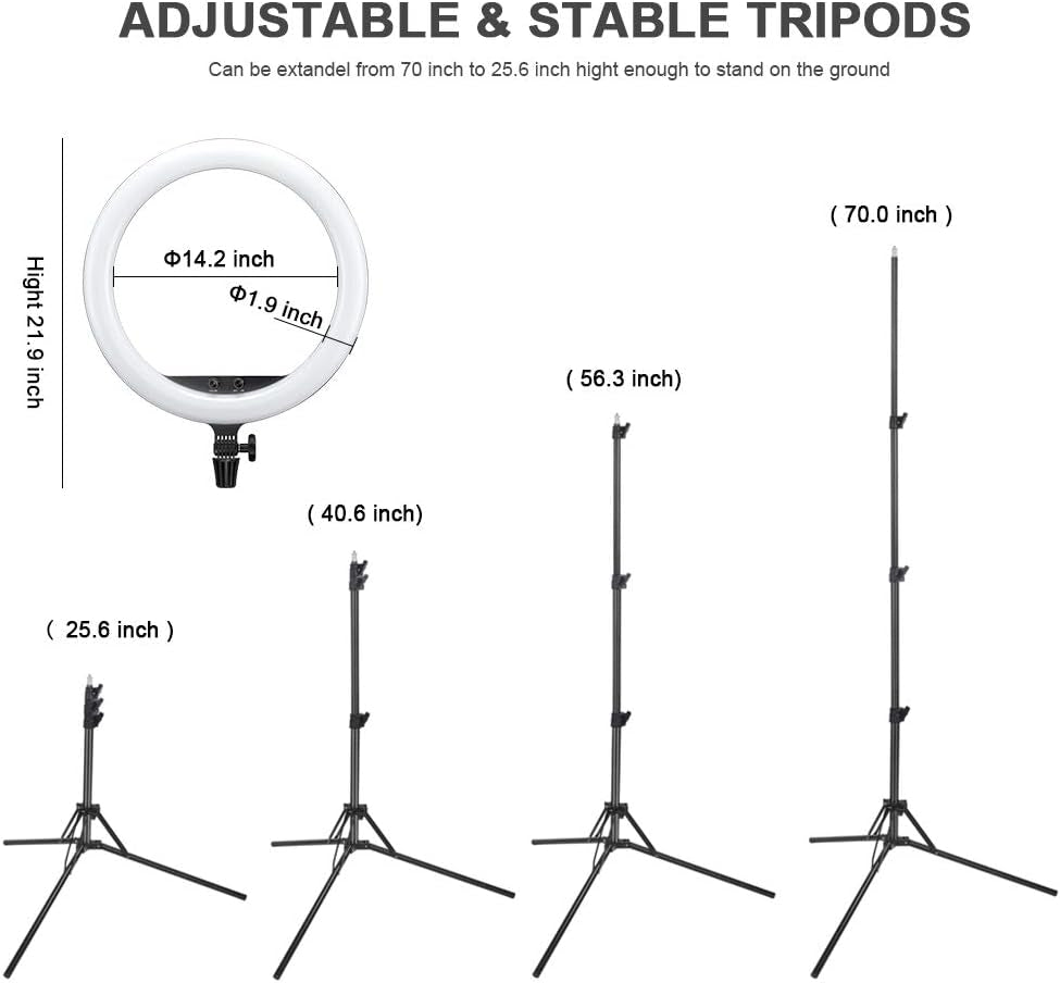 Godox LR150 18 Inch LED Ring Light with Tripod Stand & Phone Holder,3000K-6000K Dimmable Selfie Ring Light for Makeup Studio Portrait Youtube Tiktok Vlog Video Shooting (Black)  Godox   