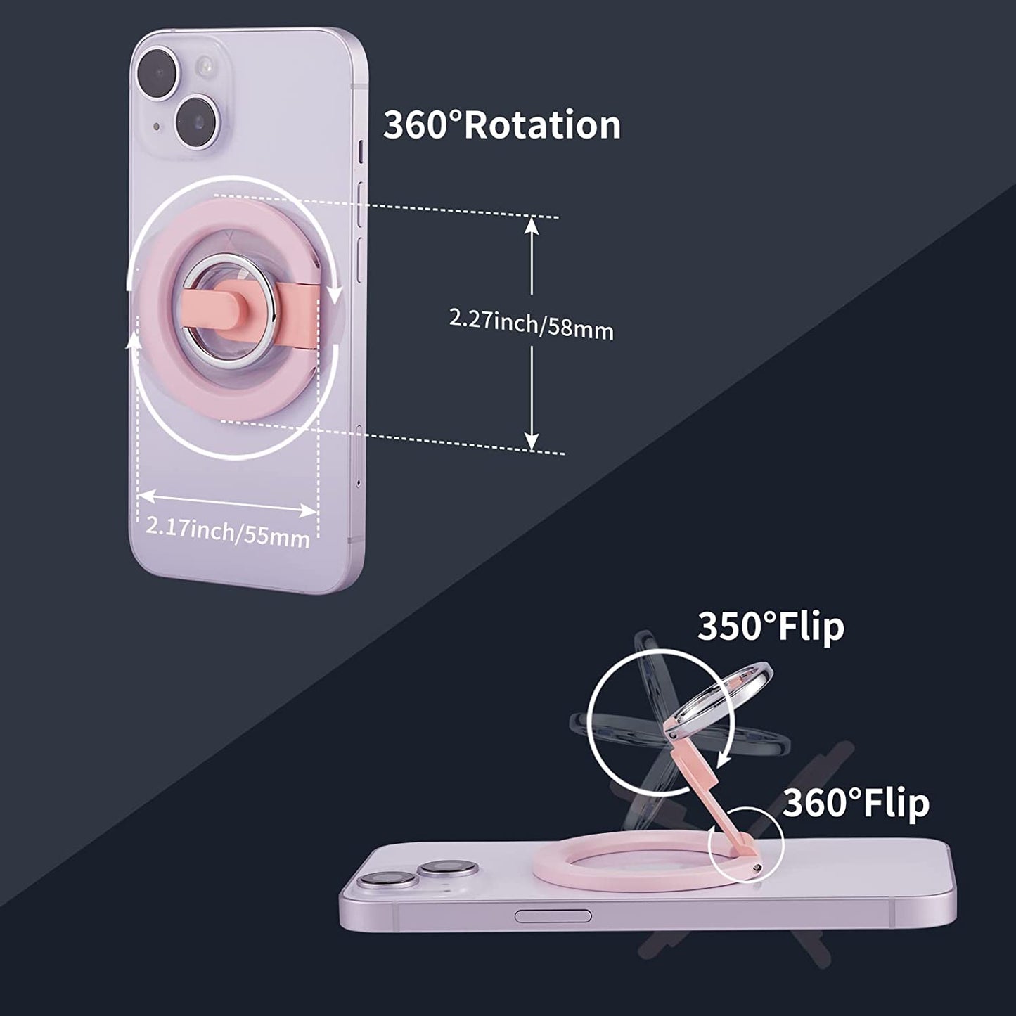 Rimyam Magnetic Phone Ring Holder for Magsafe Phone Grip&Stand 360° Rotation Grip Finger Kickstand Compatible with Iphone 14 13 12 plus Pro Pro Max Mini Magsafe Accessories  Rimyam   