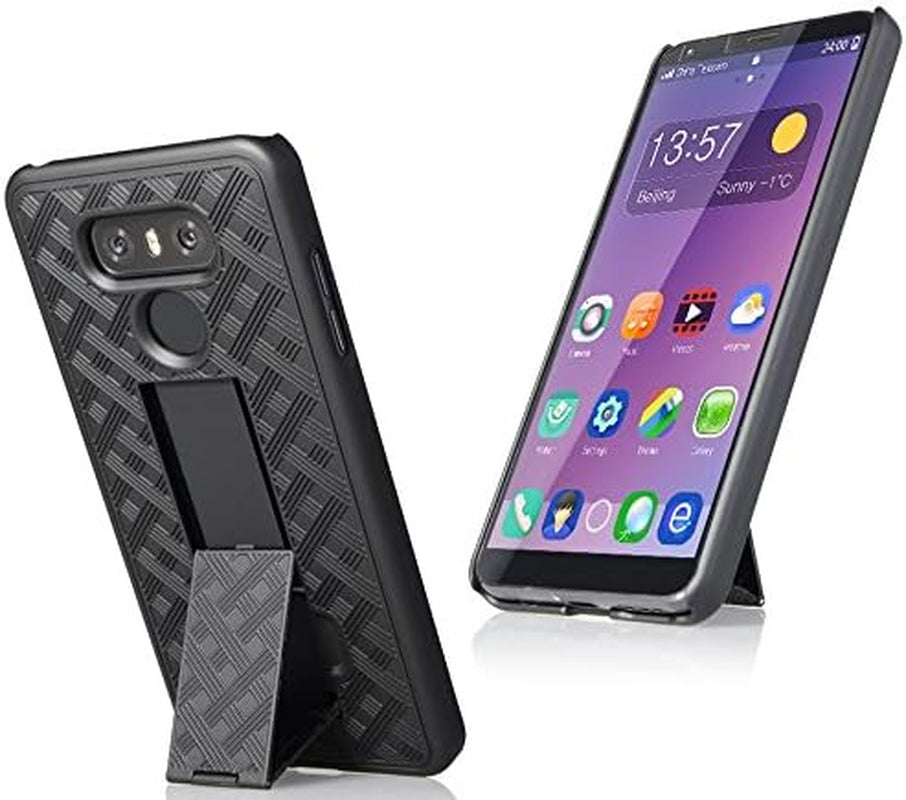 Case with Clip for LG G6, Nakedcellphone Black Kickstand Cover and Belt Hip Holster Combo for LG G6 Phone (LG VS988, LS993, H872, H870, H871, H872)  Nakedcellphone   