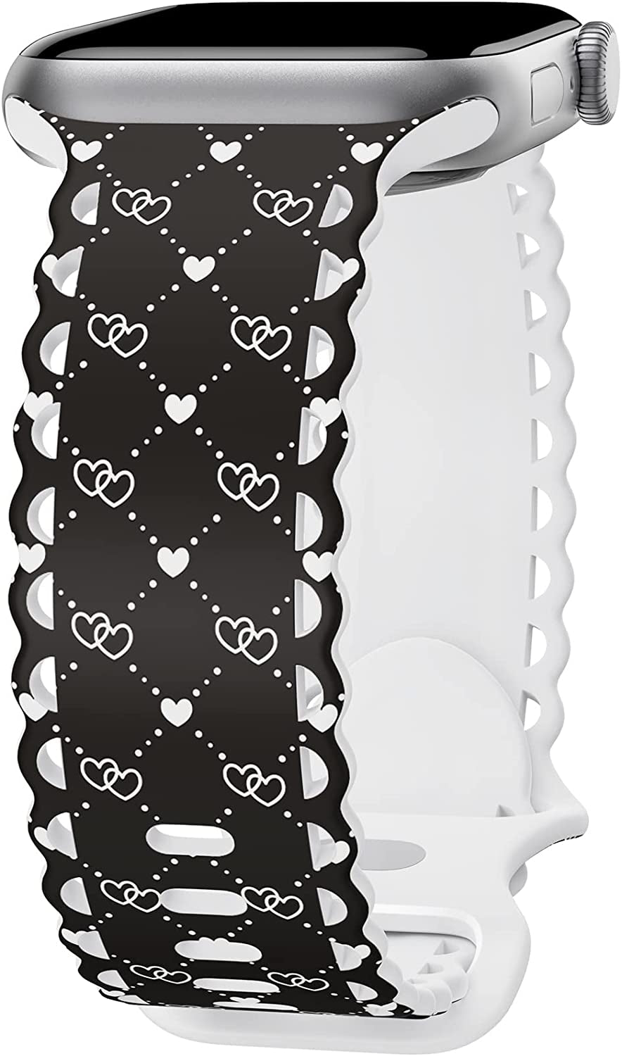 Upfurmach Compatible with Apple Watch Band 41Mm 40Mm 38Mm 49Mm 45Mm 44Mm 42Mm Women Girl, Rose Floral Print Lace Hollow-Out Soft Silicone Sport Bands for Iwatch Ultra SE Series 8 7 6 5 4 3 2 1, Rosb-38  UpfurMach A-Heart to Heart 41mm/40mm/38mm 