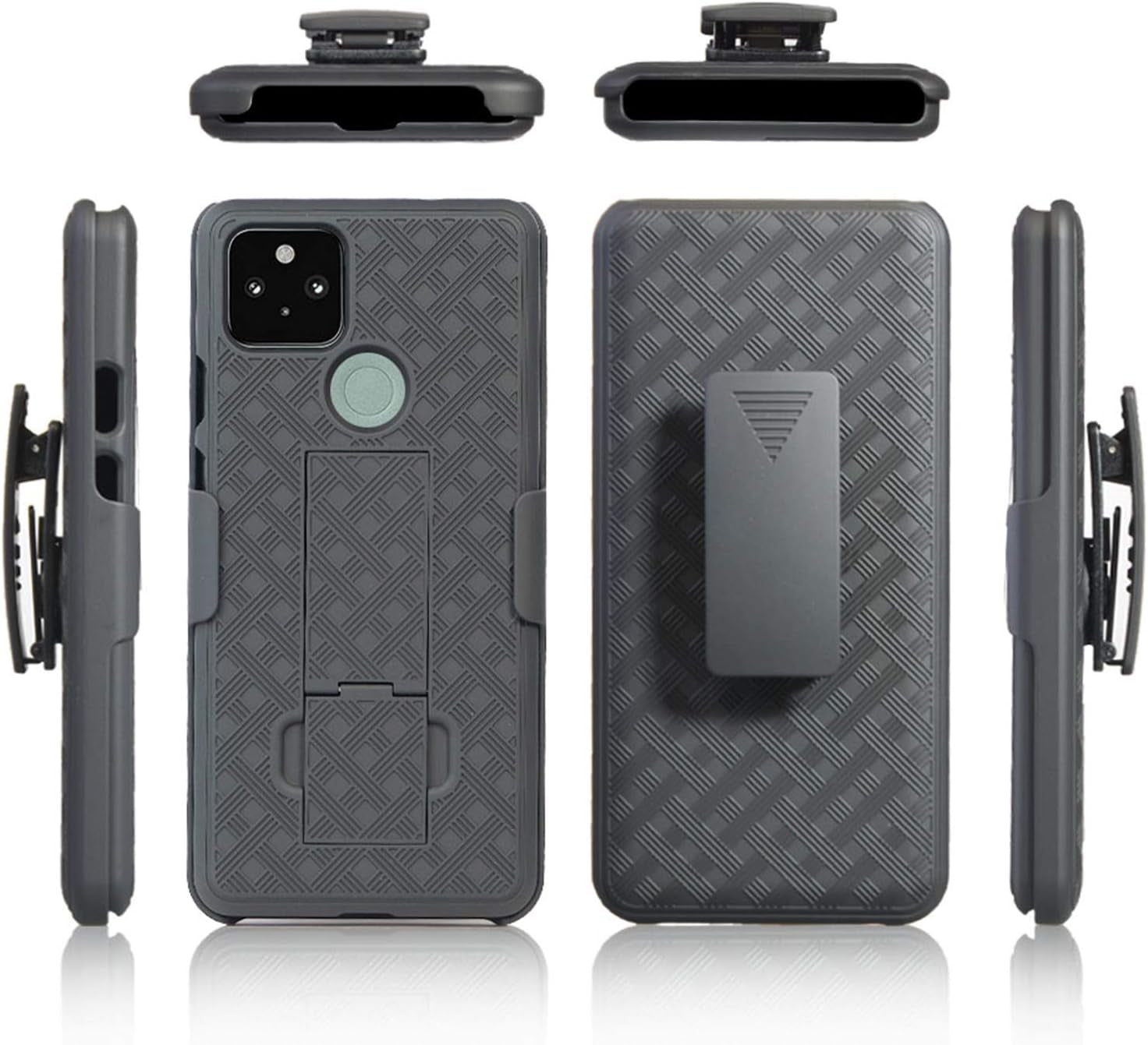 HIDAHE Compatible with Holster Case for Google Pixel 4A 5G, Combo Shell & Holster Slim Shell Case for Men with Built-In Kickstand + Swivel Belt Clip Holster for Google Pixel 4A 5G ONLY, Black  HIDAHE   