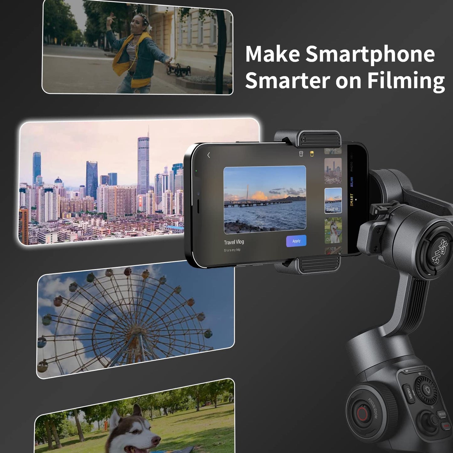 ZHIYUN Smooth 5 Professional 3-Axis Handheld Gimbal Stabilizer for Iphone 13 Pro Max Mini 12 11 XS X XR 8 7 6 plus Smartphone Android Cell Phone Gimble W/Face/Object Tracking Motion Time-Lapse POV  zhi yun   
