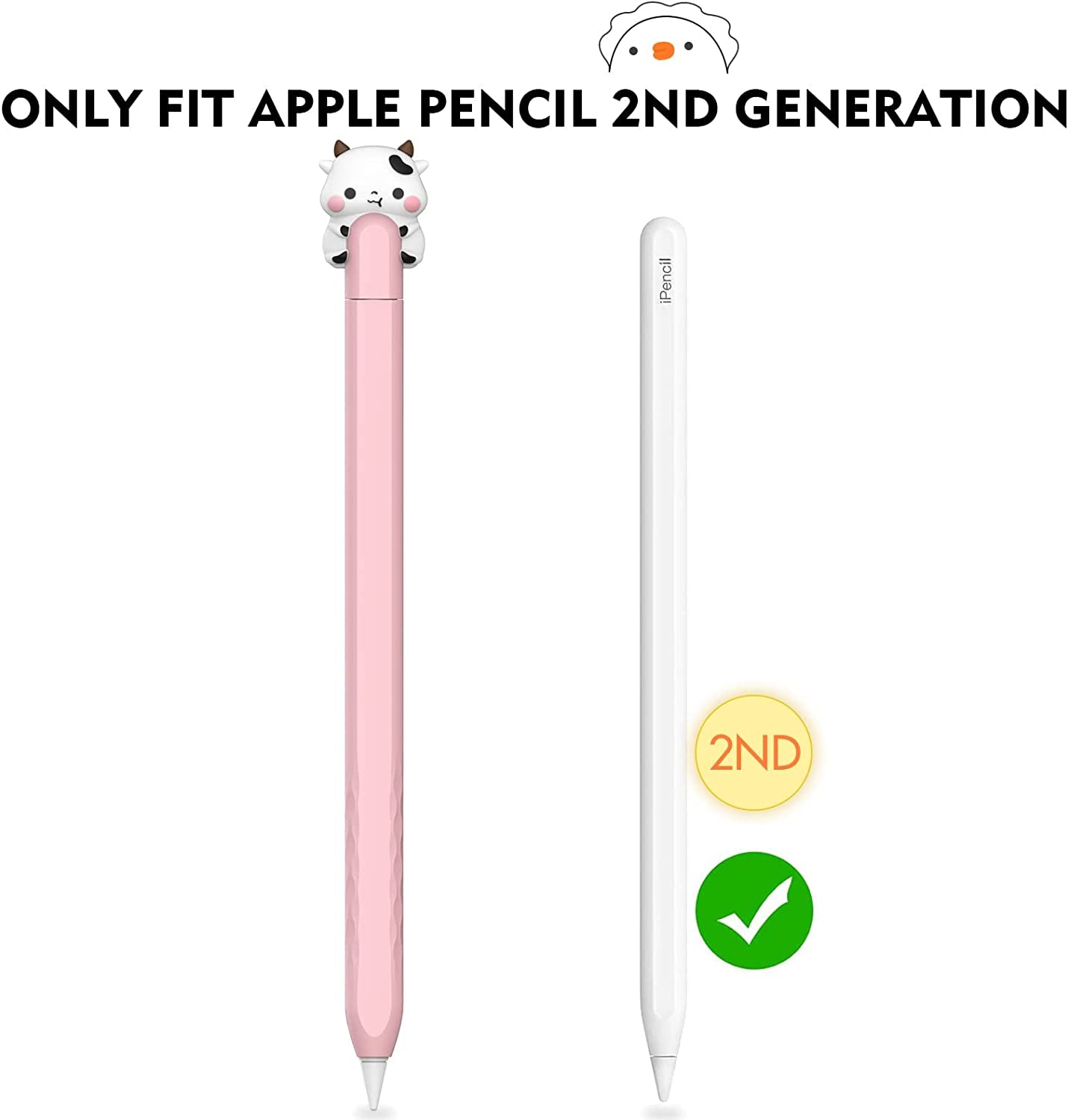NIUTRENDZ Cute Cow Apple Pencil Case for Apple Pencil 2Nd Generation Case Silicone Protective Cover Sleeve Skin Accessories (Pink)  NIUTRENDZ   