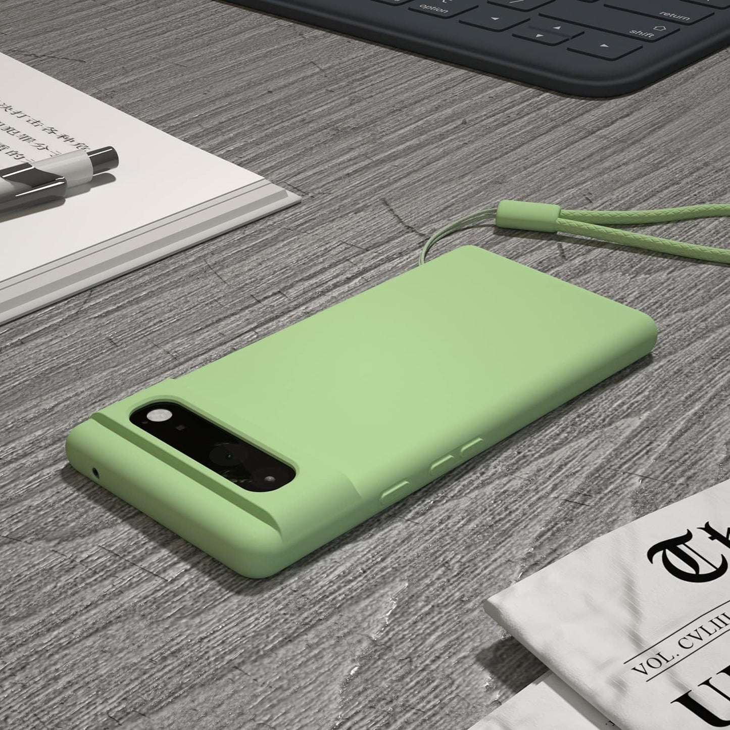 Abitku Compatible with Google Pixel 6 Case, Slim Silicone Gel Rubber Case Cover (With Microfiber Lining) Full Body Shockproof Design for Google Pixel 6-6.4 Inch 2021 (Matcha Green)  ABITKU   