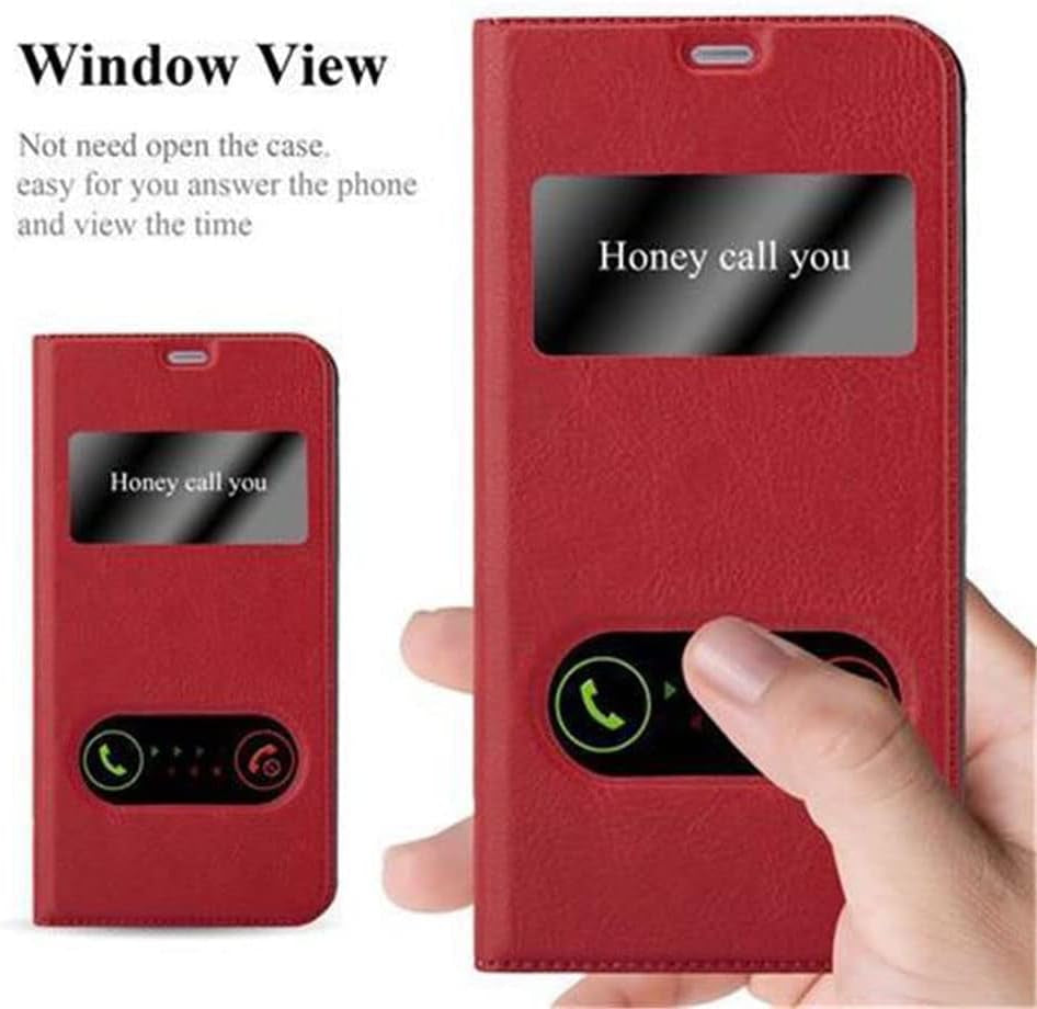 Cadorabo Book Case Compatible with LG G6 in Saffron RED - with Magnetic Closure, 2 Viewing Windows and Stand Function - Wallet Etui Cover Pouch PU Leather Flip  Cadorabo   