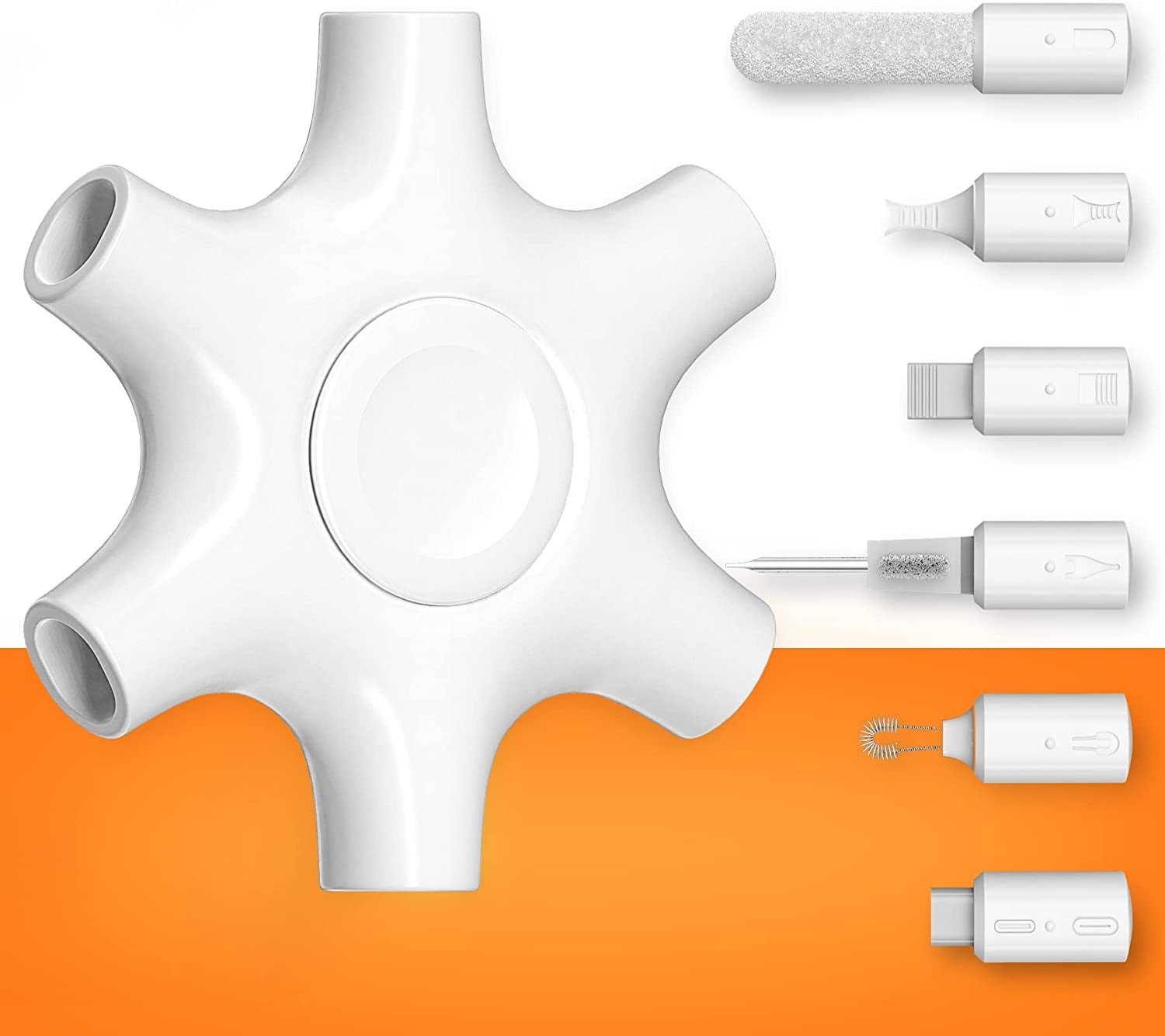 Iphone Cleaning Kit Port Cleaner Repair & Restore Tool for Ipad Pro Watch Cell Phone Charging Port, Lightning Charger Cables Speaker Airpod Cleaning Putty Dust for All Devices - Snowflake Multitool  Tassmpitor White  