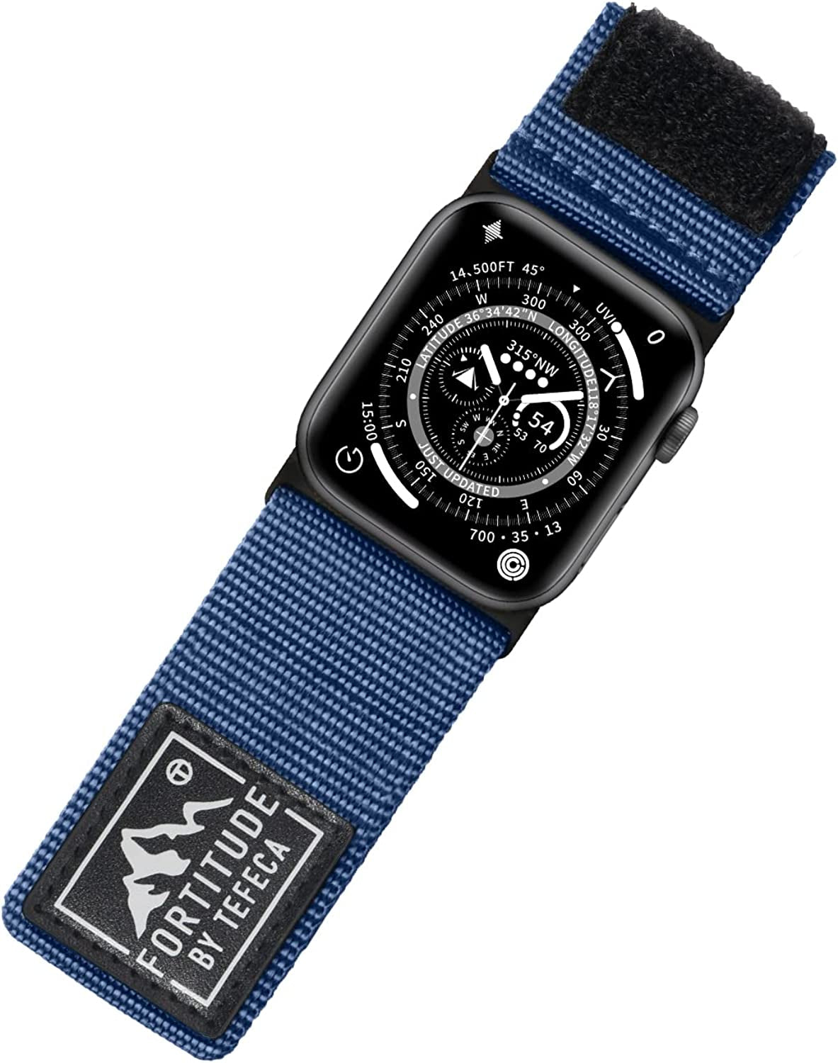Tefeca Fortitude Series Adjustable Band for Apple Watch/Apple Watch Ultra  Tefeca Ultra Wide Blue Nylon 49/45/44/42mm Extra Large 