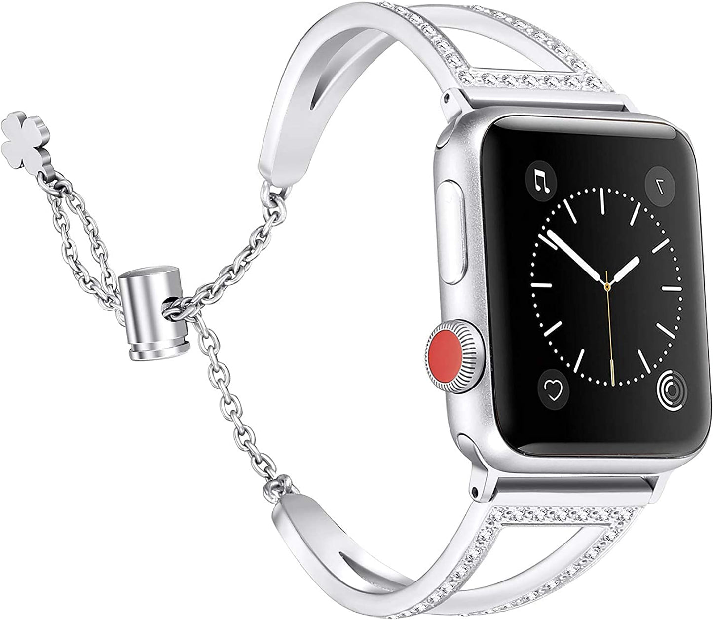 Secbolt Bling Bands Compatible with Apple Watch Bands 38Mm 40Mm 41Mm 42Mm 44Mm 45Mm Iwatch Series 8/7/6/5/4/3/2/1/SE, Women Dressy Metal Jewelry Bracelet Bangle Wristband Stainless Steel  Secbolt   