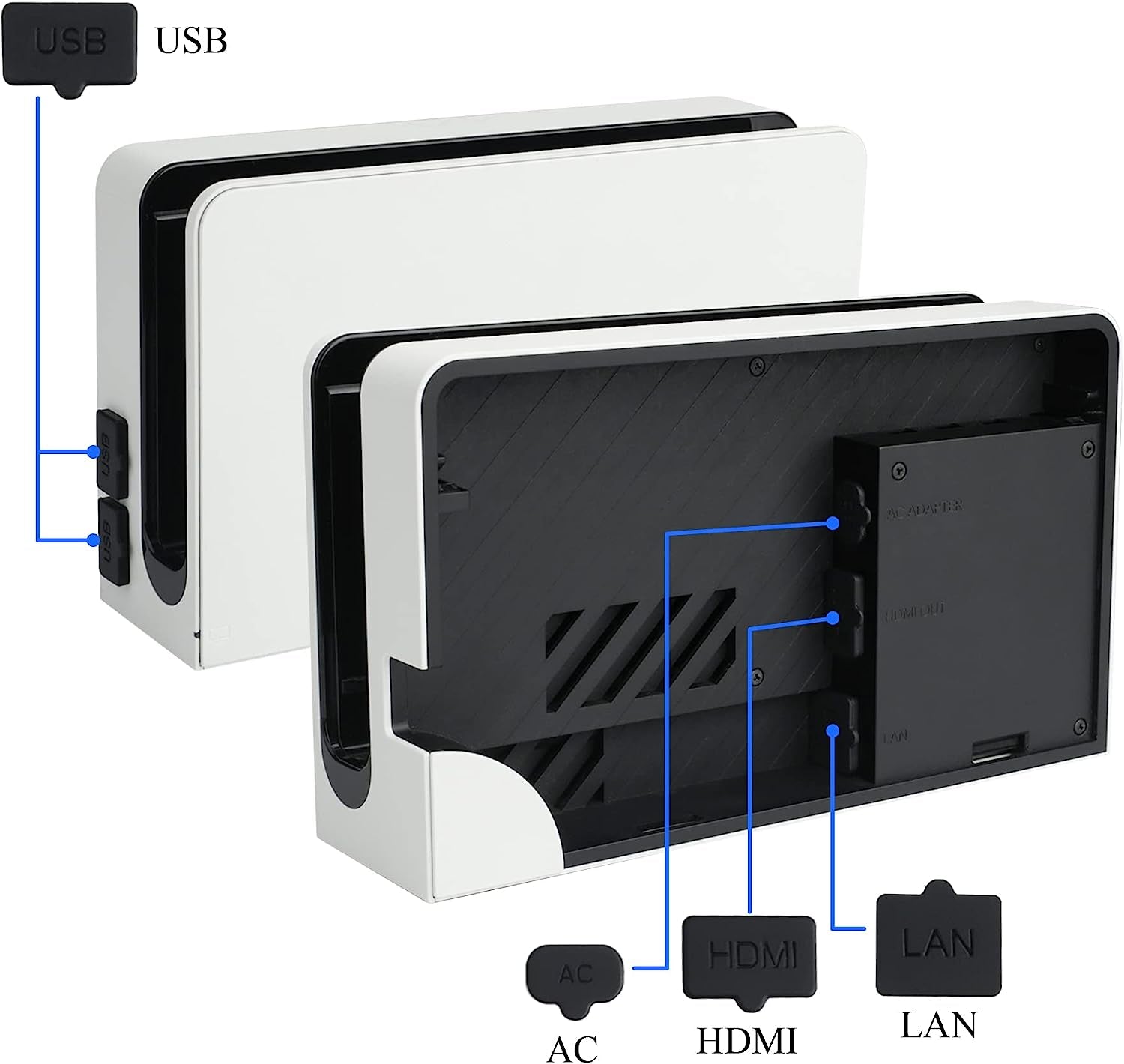 FANPL Accessories for Nintendo Switch OLED with 11 Dust Plugs and 3 Thumb Grips  FANPL   