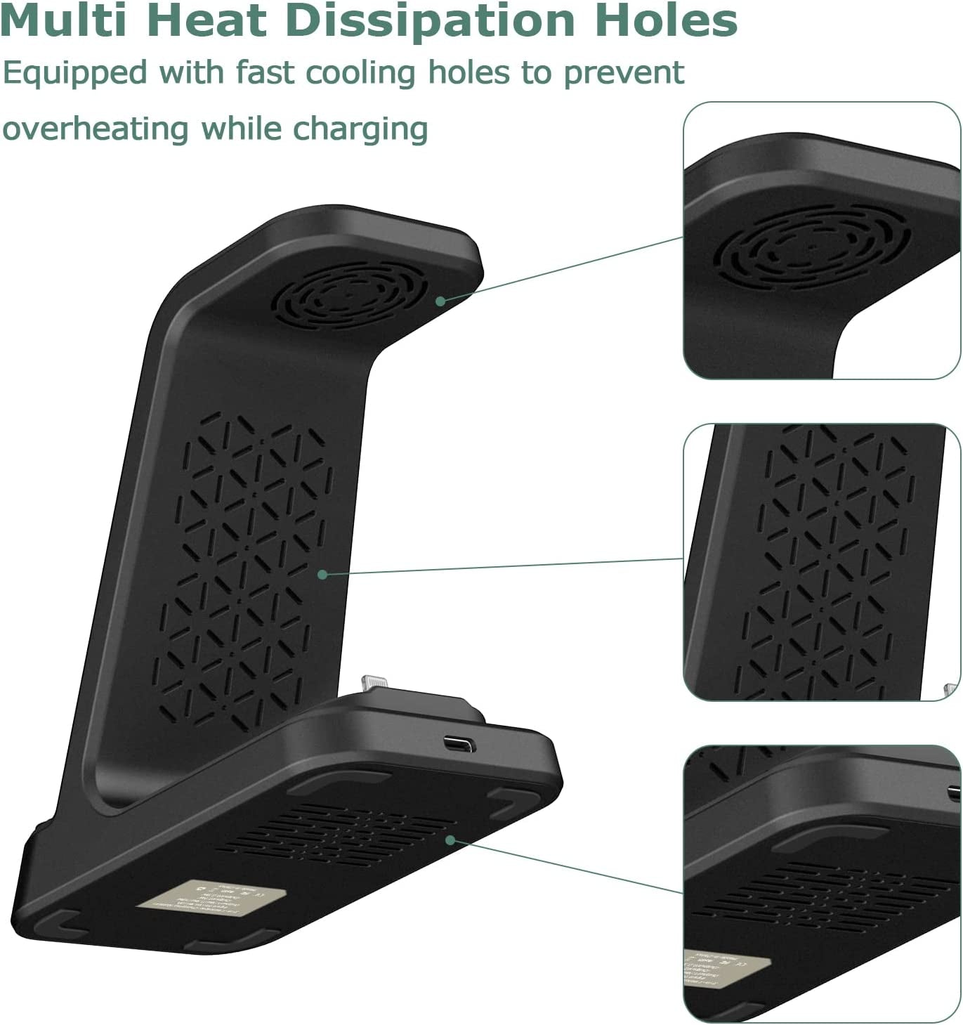 DDUAN Wireless Charging Station, 3 in 1 Fast Charger Stand, Wireless Charger for Iphone14/13/12/11/Pro/Max/X/Xs/Max/Xr/8 & Apple Watch 8/7/Se2/Airpods1 2/Pro1 2(QC3.0 Adapter)  DDUAN   