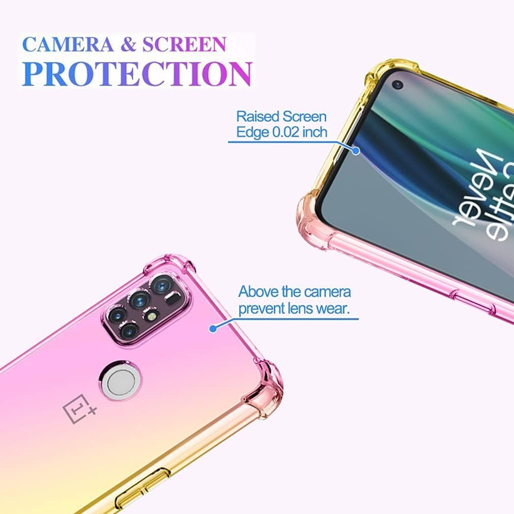 Ueokeird for Oneplus Nord N10 5G [Not Fit for Oneplus Nord N100] Clear Cute Gradient Phone Case Slim anti Scratch Flexible TPU Cover Shockproof Protective Case for Oneplus Nord N10 5G (Pink/Gold)  Ueokeird   