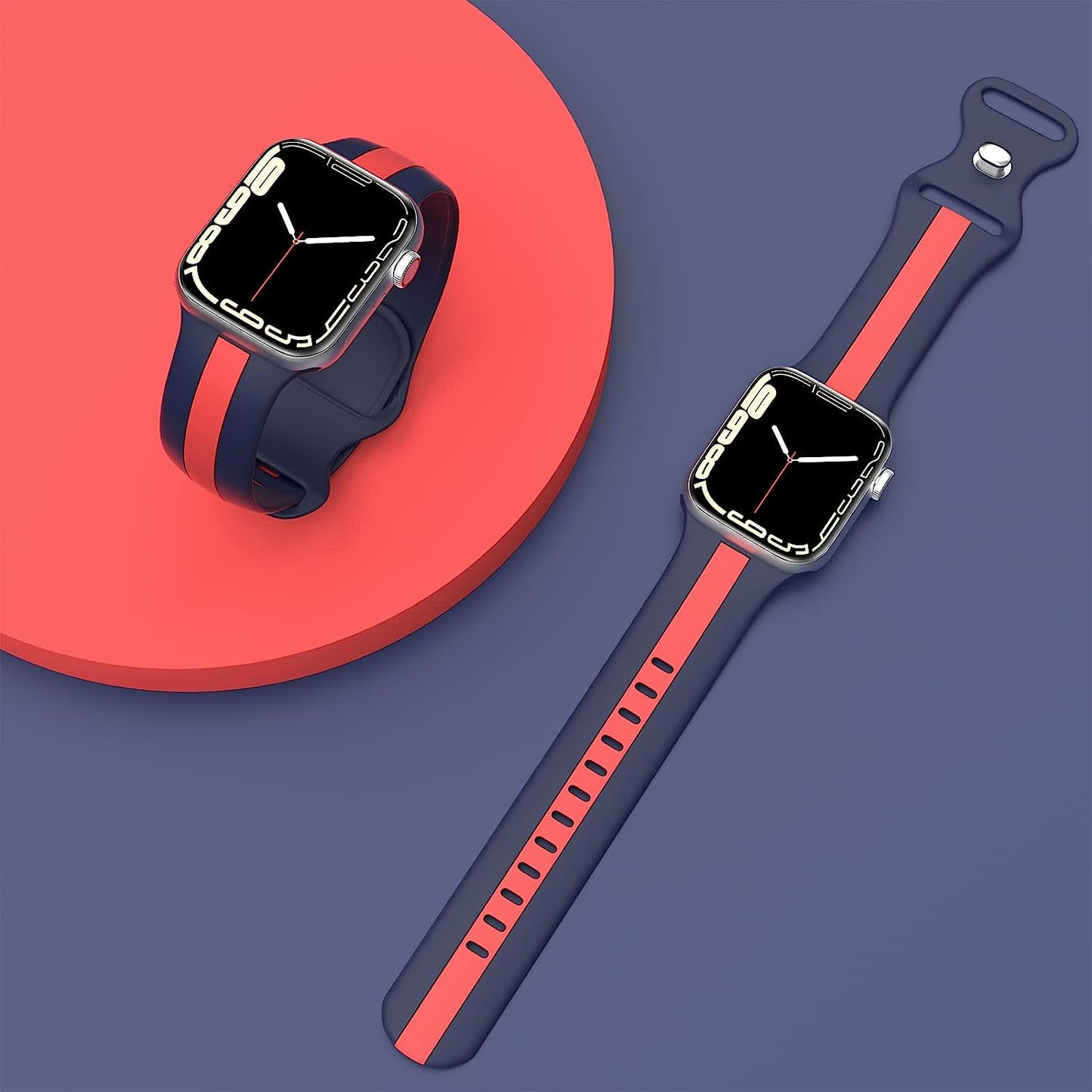 Designer Apple Watch Band 38Mm 40Mm 41Mm 42Mm 44Mm 45Mm for Women Men Silicone Sport Replacement Watch Bands Breathable Soft Strap Wristband for Iwatch Series SE 7 6 5 4 3 2 1  HONEYBABY   