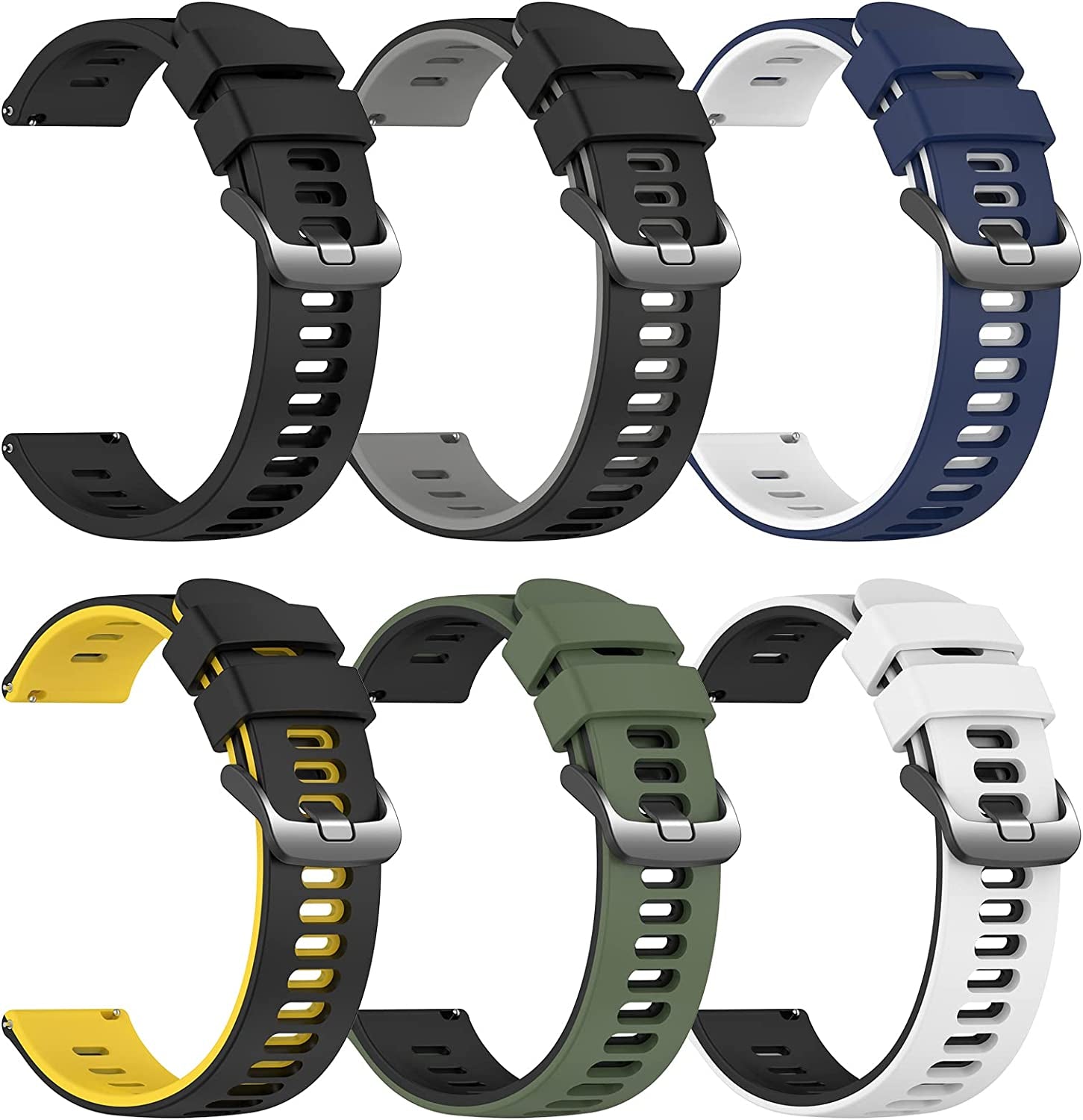 22Mm Galaxy Watch 3 45Mm Band,Soft Silicone Galaxy Watch 46Mm Bands Compatible for Samsung Gear S3 Frontier & Classic/Garmin Venu 2/Forerunner 255/ Forerunner 745/Vivoactive 4 Wristband for Men Women  EZMVZKU Black Grey/Black Red/Black Yellow/Olive Green Black/ Blue White/ White Black 22mm 