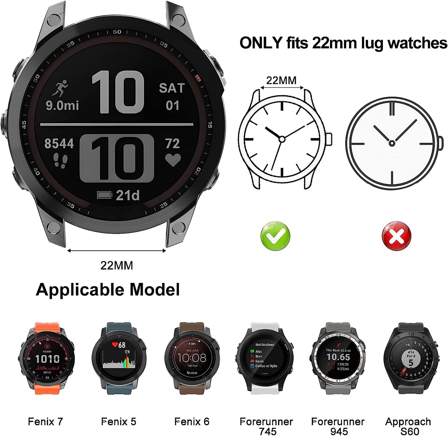 ISABAKE Compatible with Fenix 7 Band, 22Mm Easy-Fit Sport Strap Silicone Watch Band Replacement for Fenix 6/Fenix 5 Plus/Fenix 5 Smartwatch  ISABAKE   