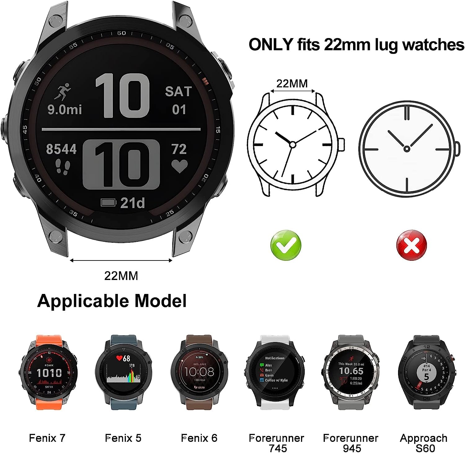 ISABAKE Compatible with Fenix 7 Band, 22Mm Easy-Fit Sport Strap Silicone Watch Band Replacement for Fenix 6/Fenix 5 Plus/Fenix 5 Smartwatch  ISABAKE   