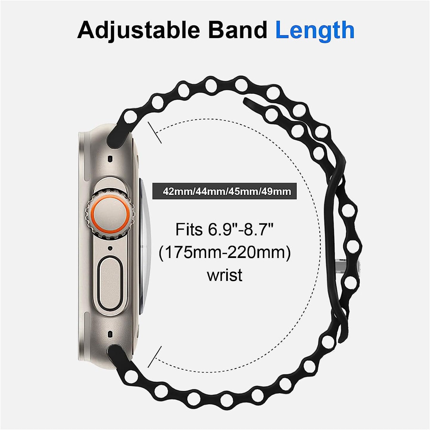 DAMAFE Silicone Band Compatible with Apple Watch Ultra Ocean Band 49Mm 45Mm 44Mm 42Mm 41Mm 40Mm 38Mm for Iwatch Ultra/Se/Series 8 7 6 5 4 3 2 1  DAMAFE   