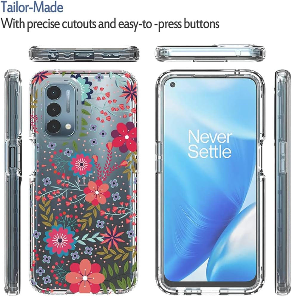 Zoeirc Case for Oneplus Nord N200 Case, Oneplus N200 5G Clear Case for Girls, Soft TPU 360 Full Body Shockproof Hybrid Bumper Crystal Clear Phone Case Cover for Oneplus Nord N200 5G (Floral Prints)  Zoeirc   