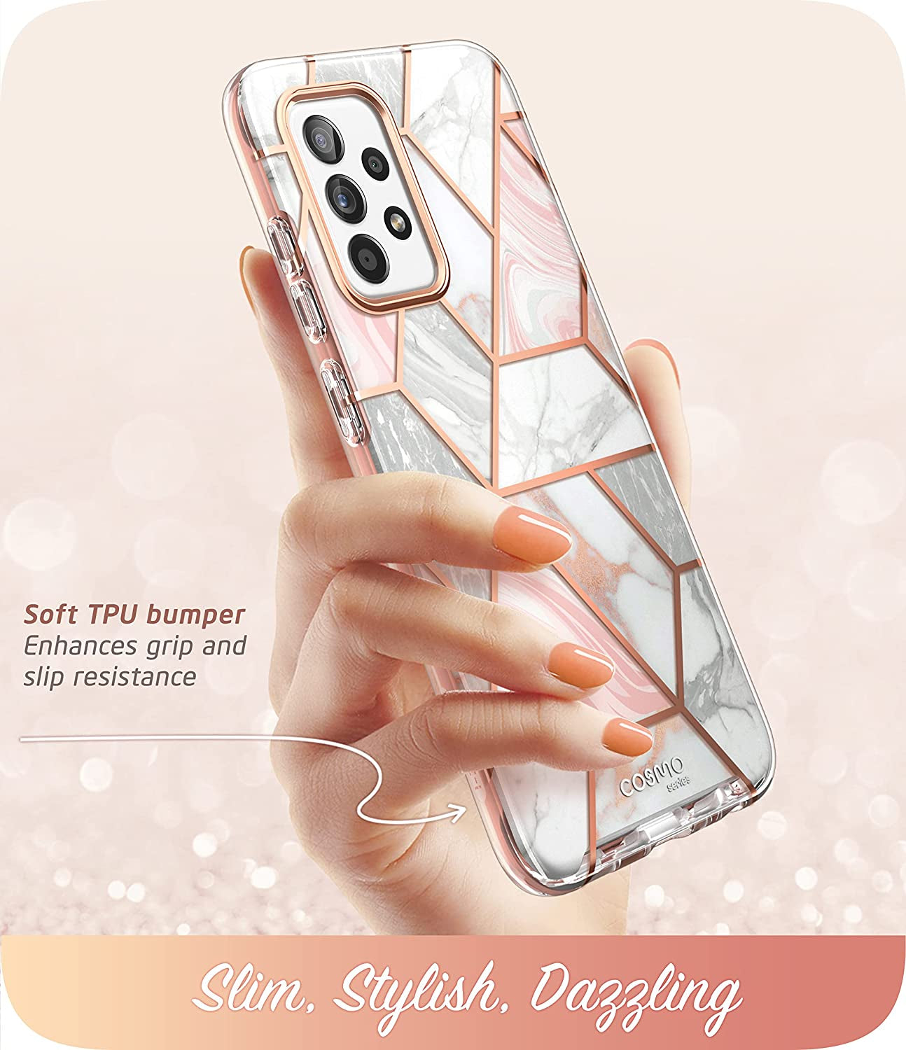 I-Blason Cosmo Protective Case for 6.5-Inch Samsung Galaxy A53 5G (2022), Marble Pink  i-Blason   