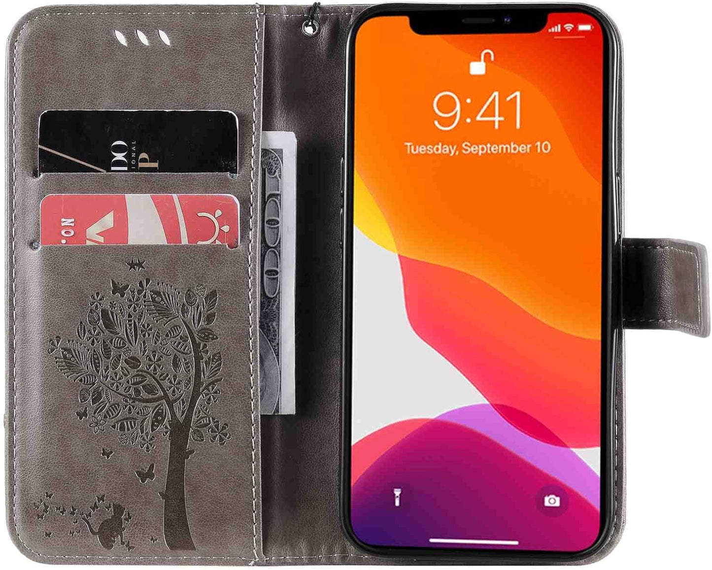 Fansipro Phone Cover Wallet Folio Case for LG G7 THINQ, Premium PU Leather Slim Fit Cover for G7 THINQ, 2 Card Slots, Exactly Fit, Gray  Fansipro   